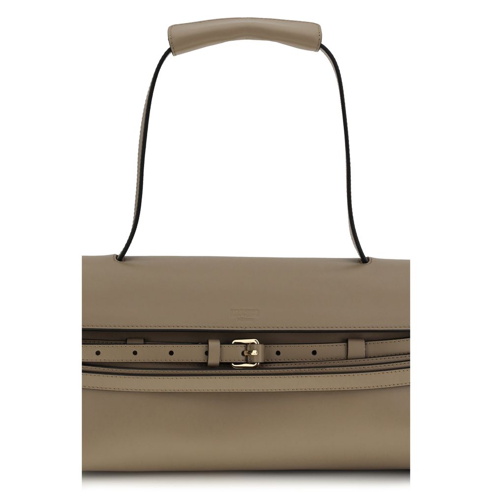 Moschino Beige Calf Leather Bos Taurus Shoulder Bag