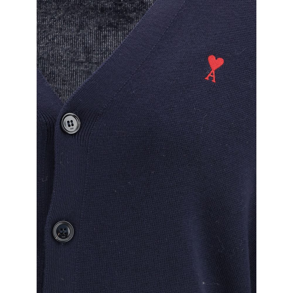 Ami Paris Blue Wool Oves Aries Cardigan