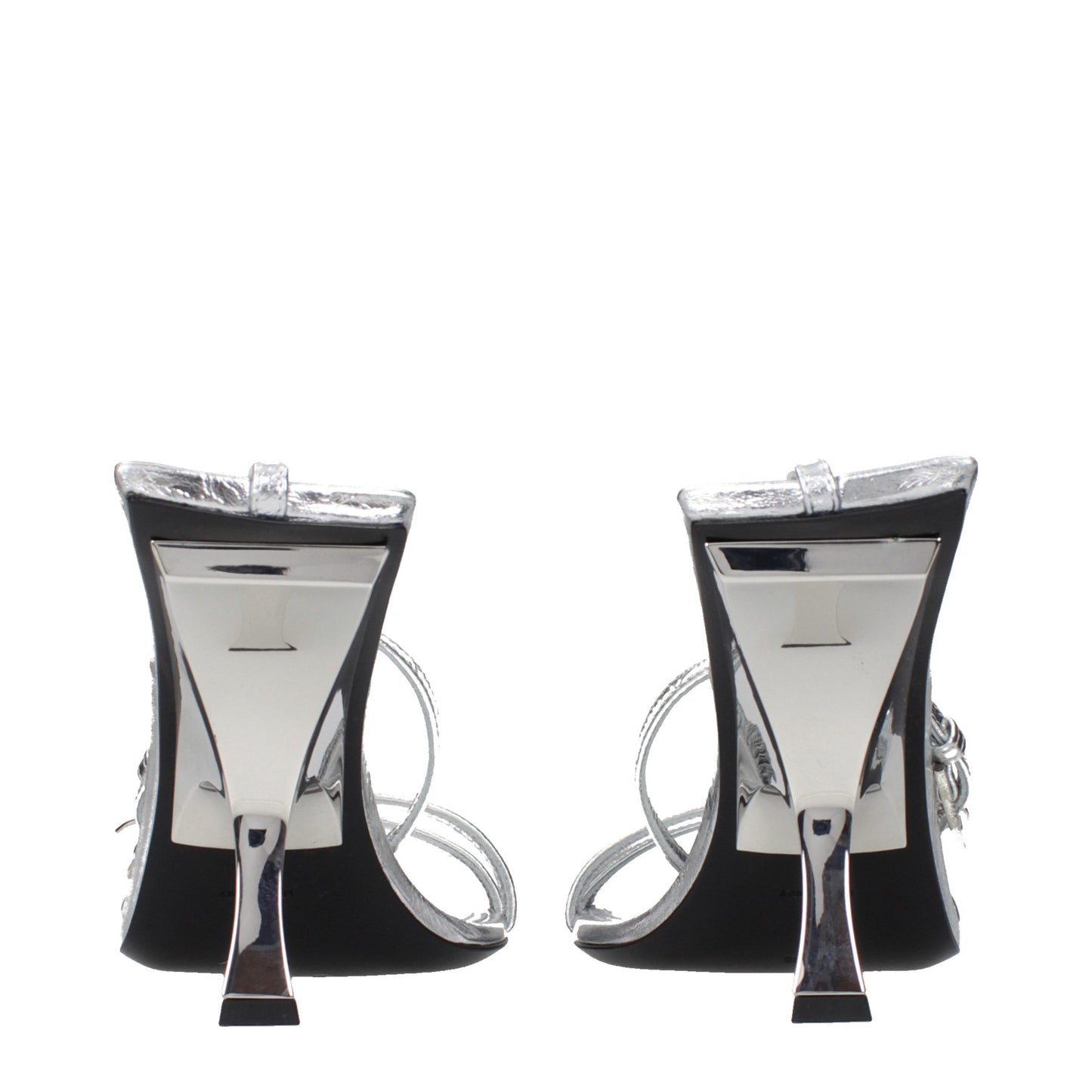 The Attico Gray Leather Stiletto Heel Sandals