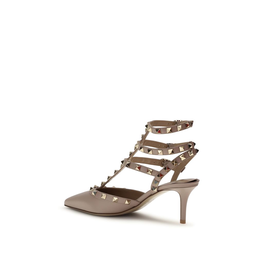 Valentino Garavani Beige Lamb Ovis Aries Aries Mid Heel Pumps