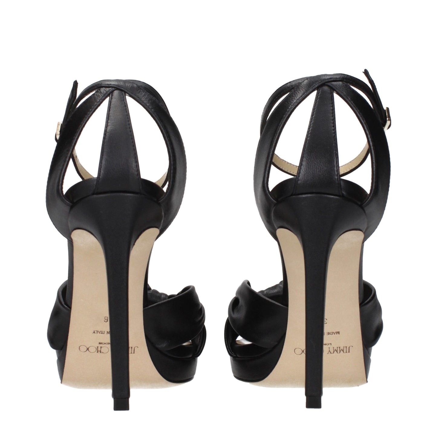 Jimmy Choo Black Leather Platform Sandals