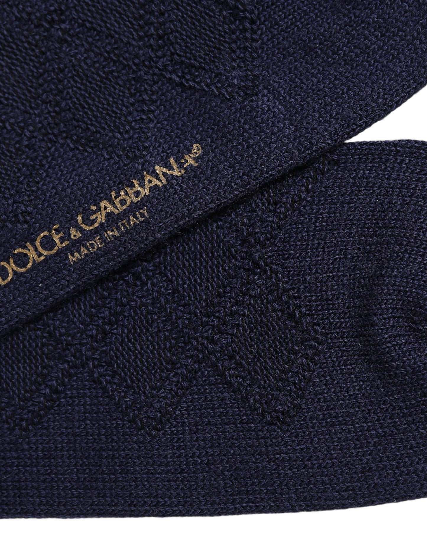 Dolce & Gabbana Navy Blue Wool Crest Logo Knee High Accessory Socks