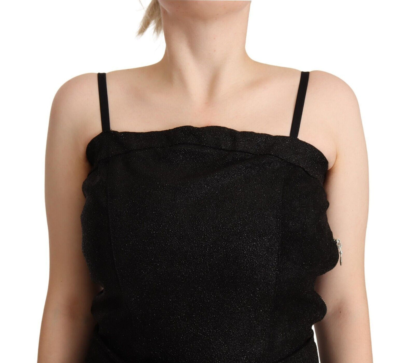 La Maison du Couturier Black Spaghetti Strap Jumpsuit Dress