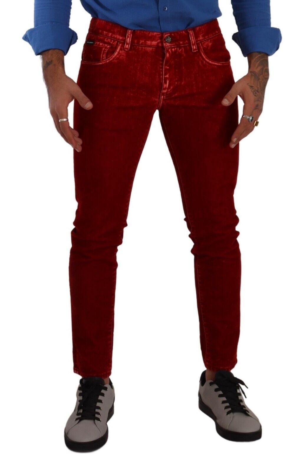 Red Cotton Stretch Skinny Denim Trouser Jeans
