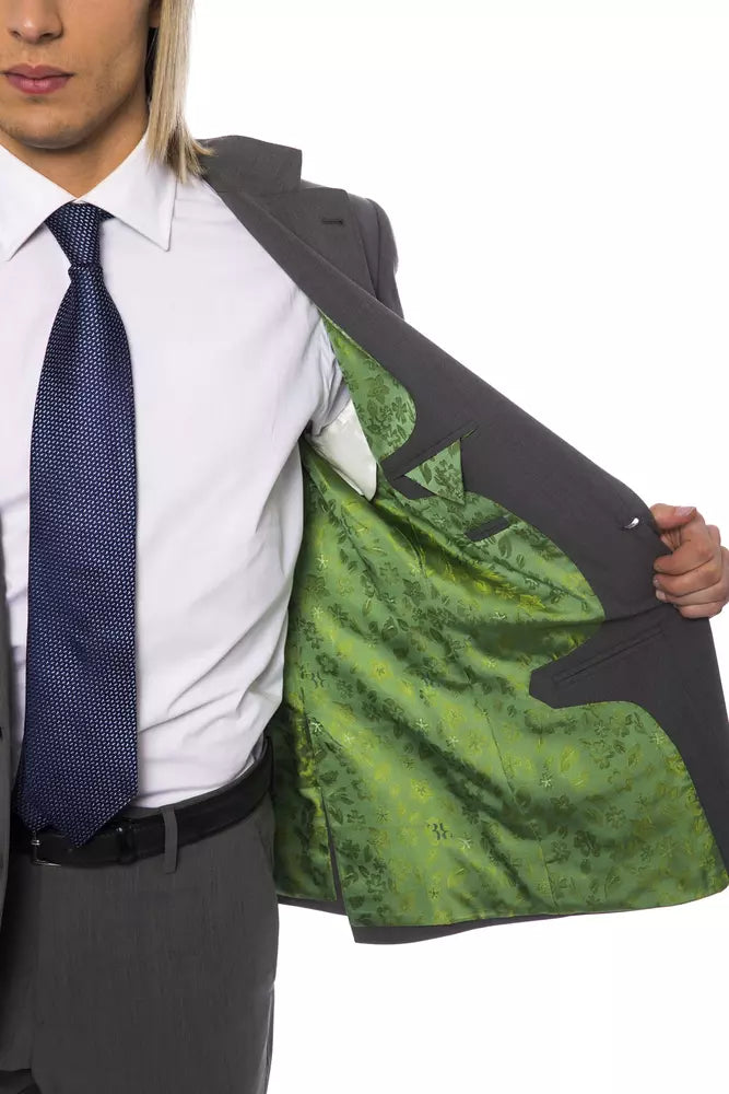 Gray Wool Men Blazer