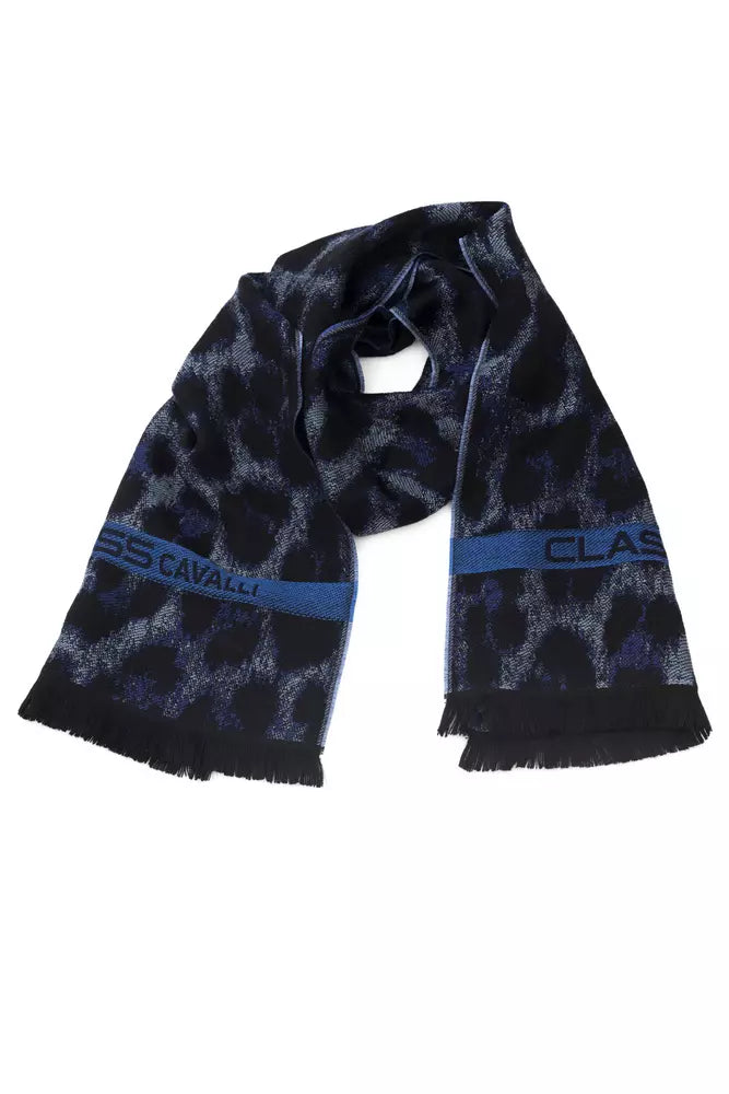 Cavalli Class Blue Wool Scarf