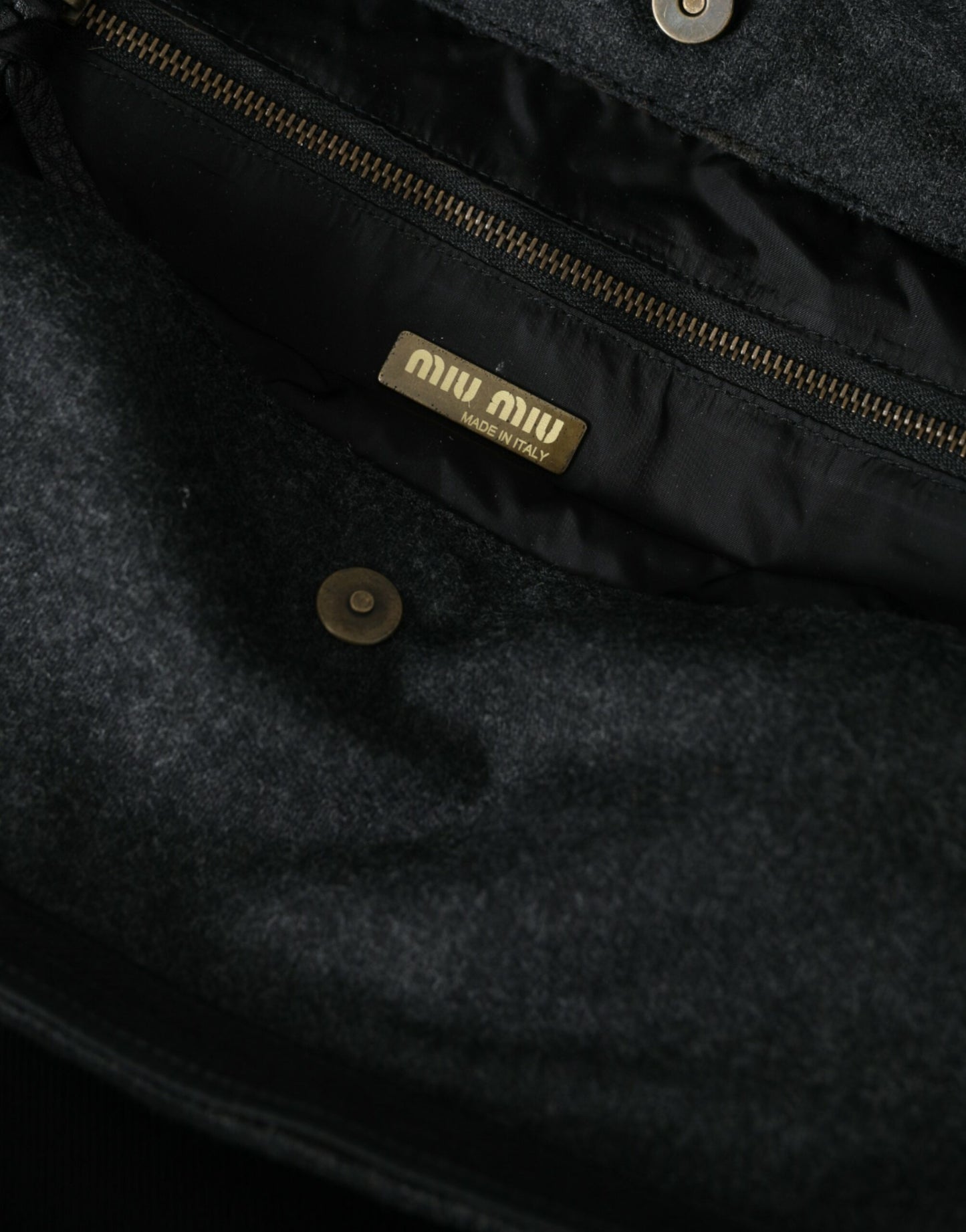 Black Canvas Denim Logo Shoulder Tote Shopping Bag