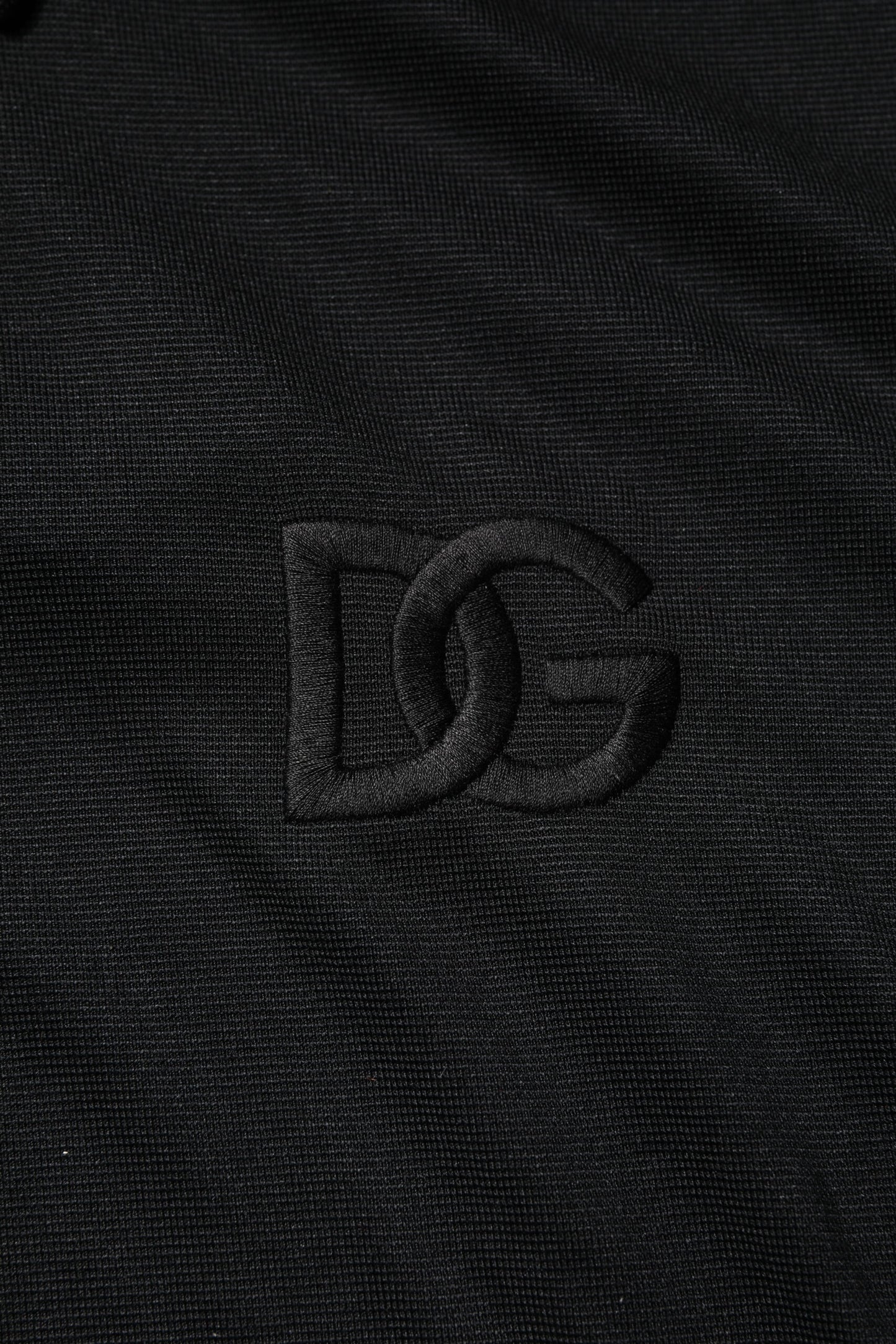 Black Polyester DG Logo Collared Polo T-shirt