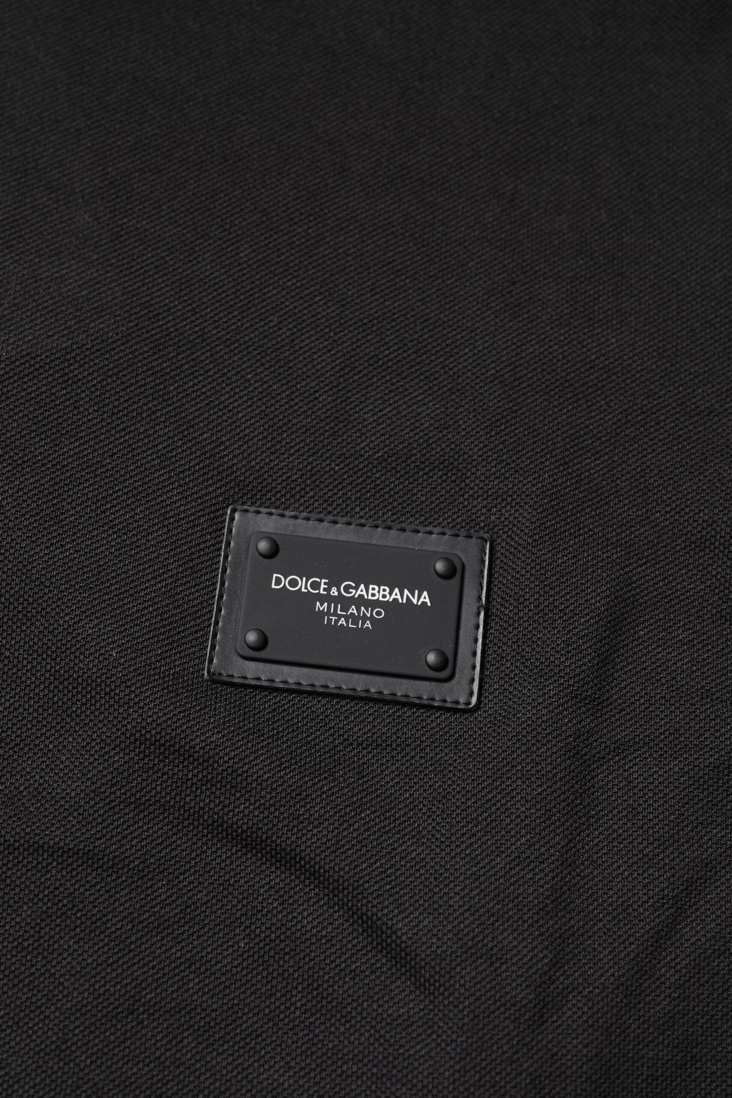 Dark Gray Logo Plaque Cotton Men Polo Shirt T-shirt