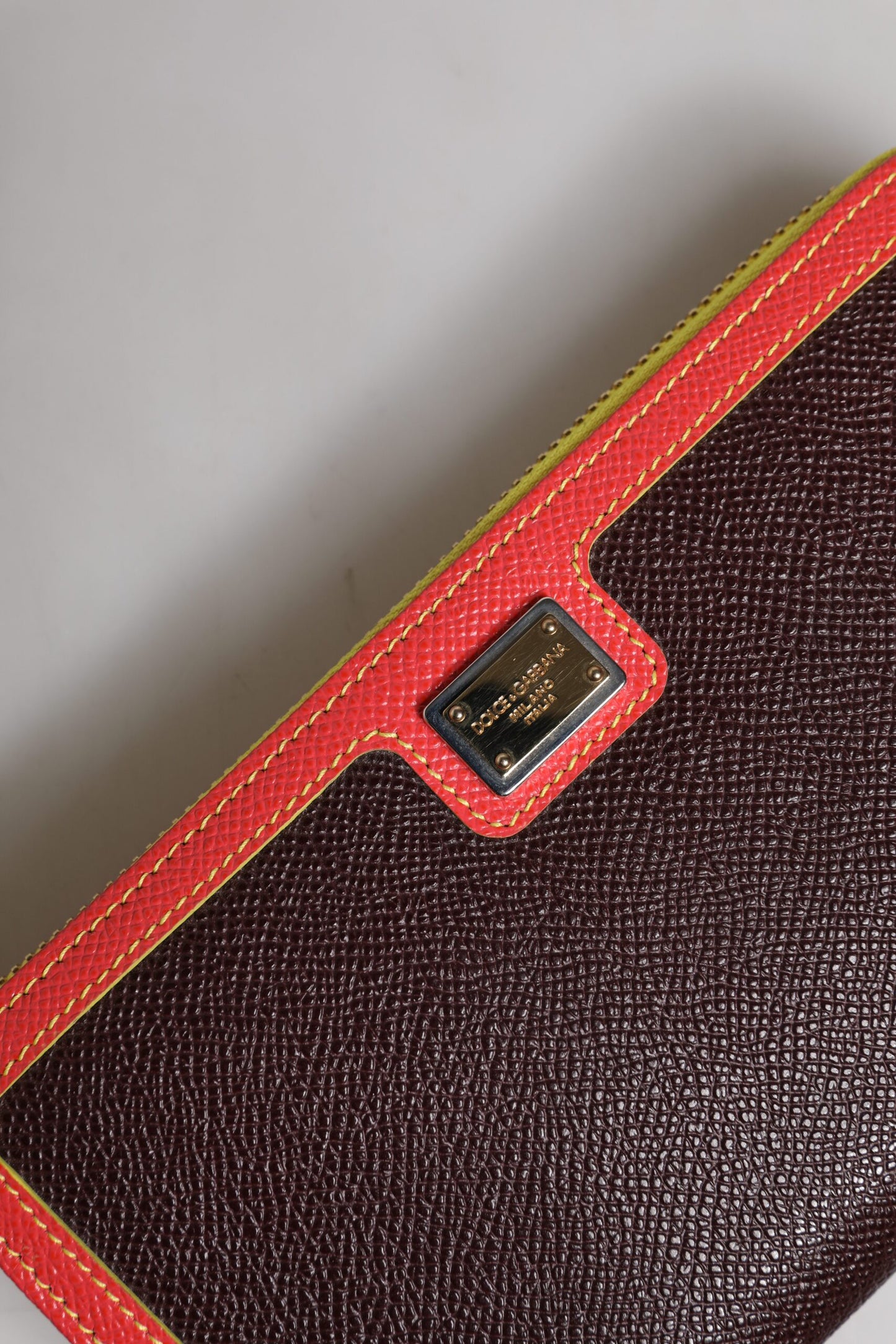 Brown Textured Leather Zip Around Continental Wallet