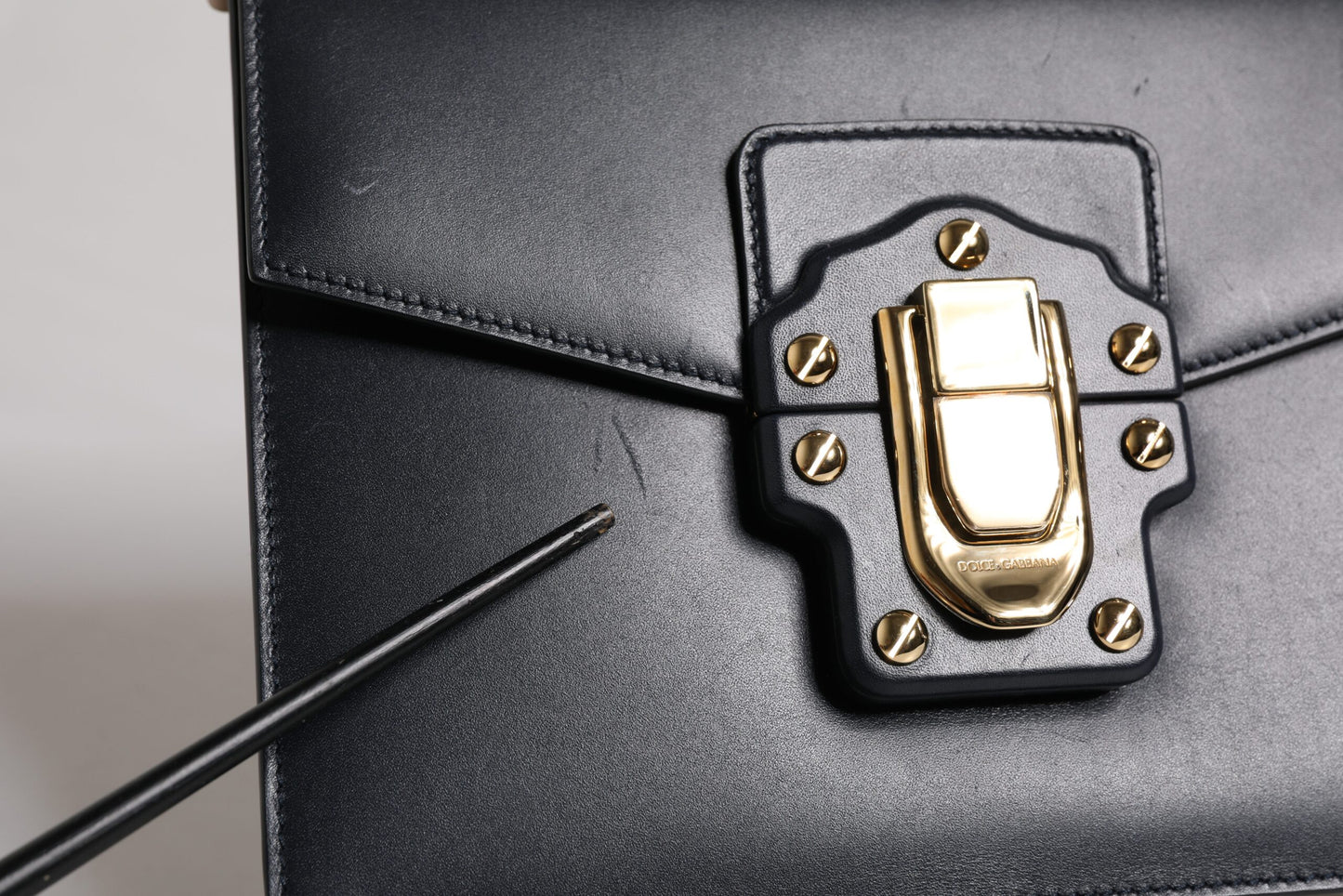 Dolce & Gabbana Black Calfskin Leather Shoulder Strap Bag