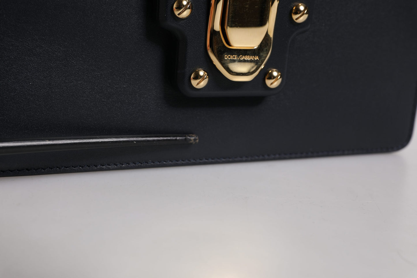 Black Calfskin Leather Shoulder Strap Bag