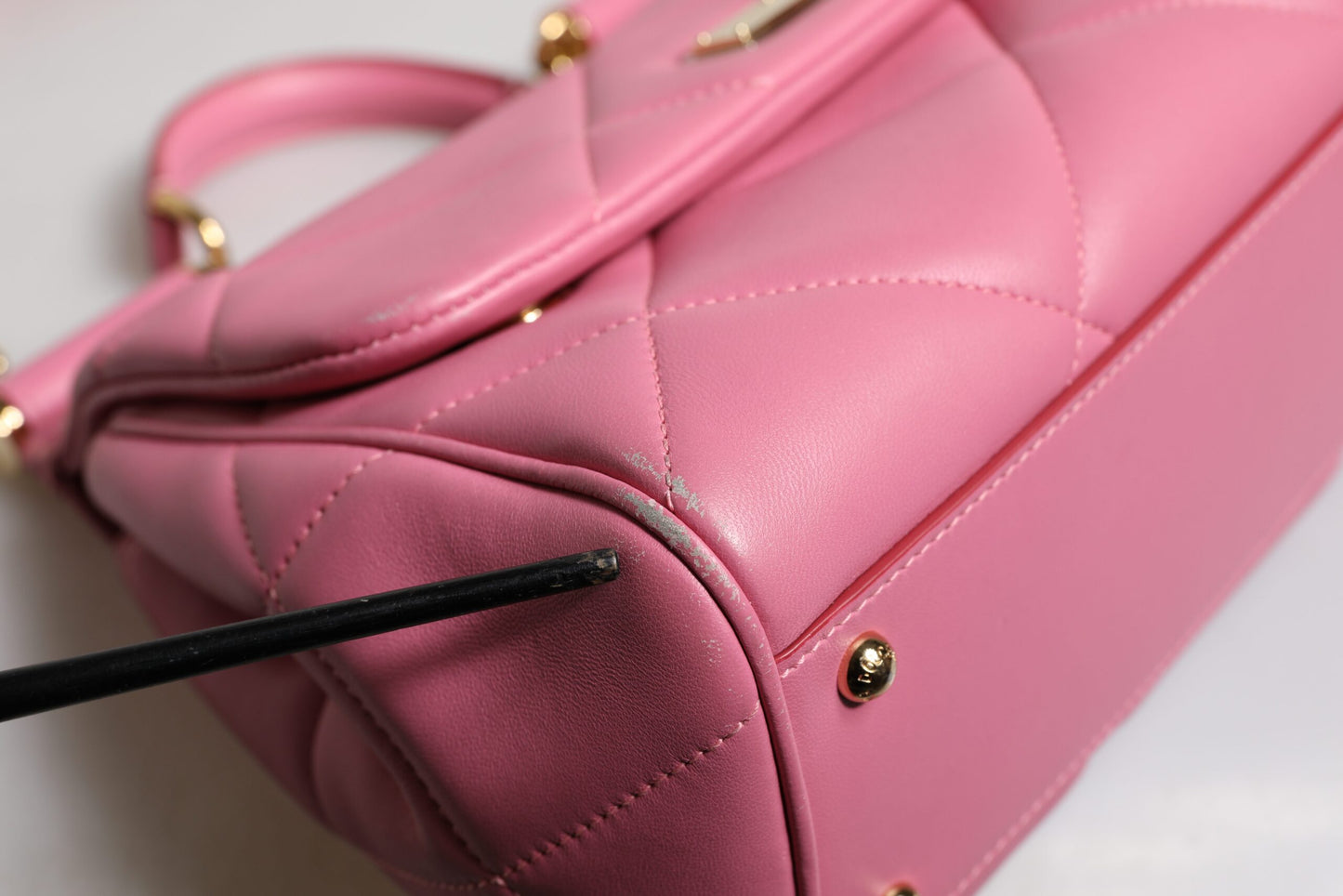 Pink Leather Sicily Logo Shoulder Satchel Bag