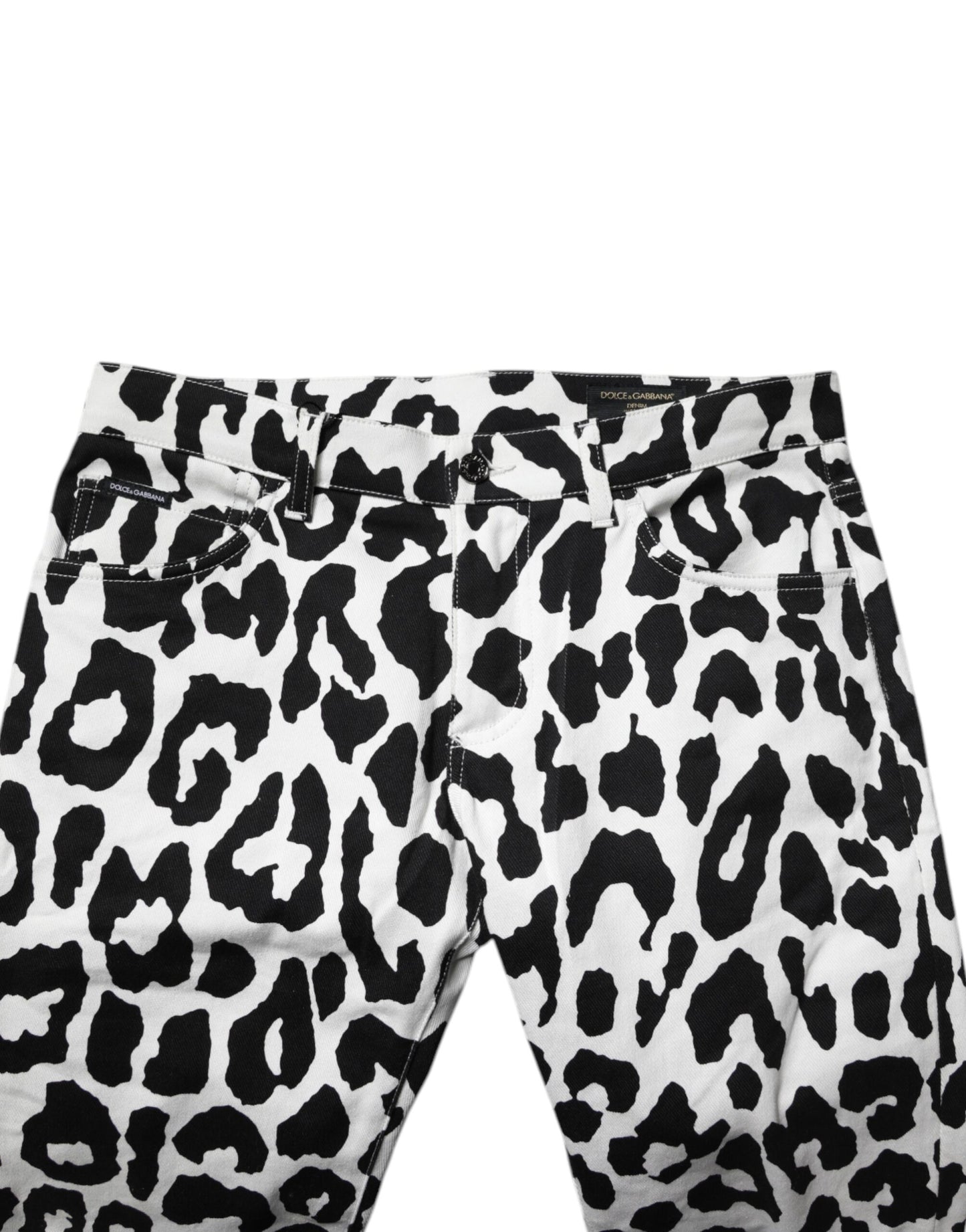 White Leopard Cotton Skinny Denim Jeans