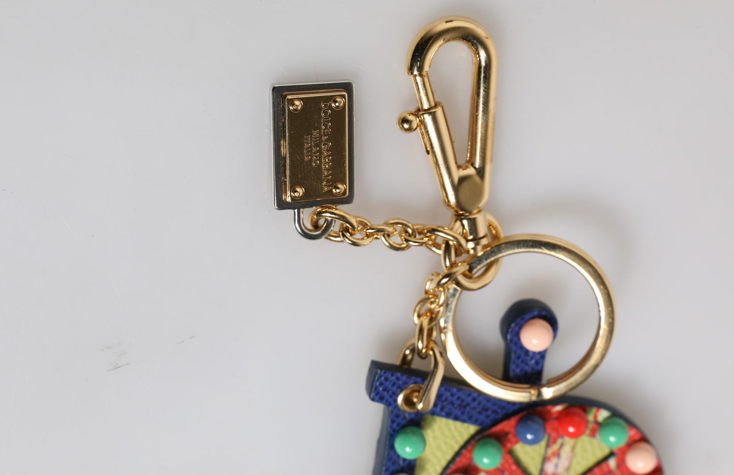 Dolce & Gabbana Multicolor Gold Tone Carretto Keychain Keyring