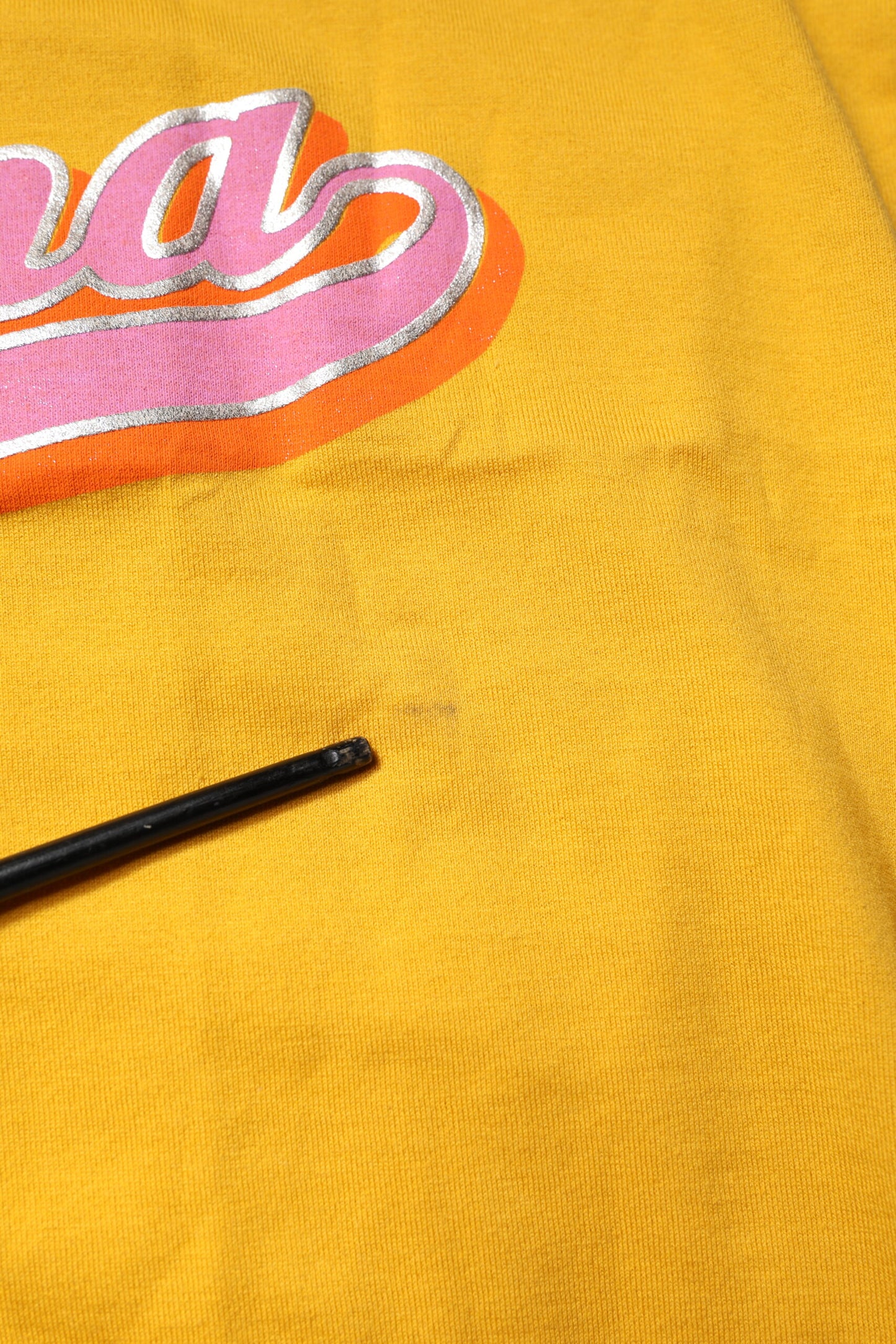 Yellow Printed Cotton Short Sleeves T-shirt