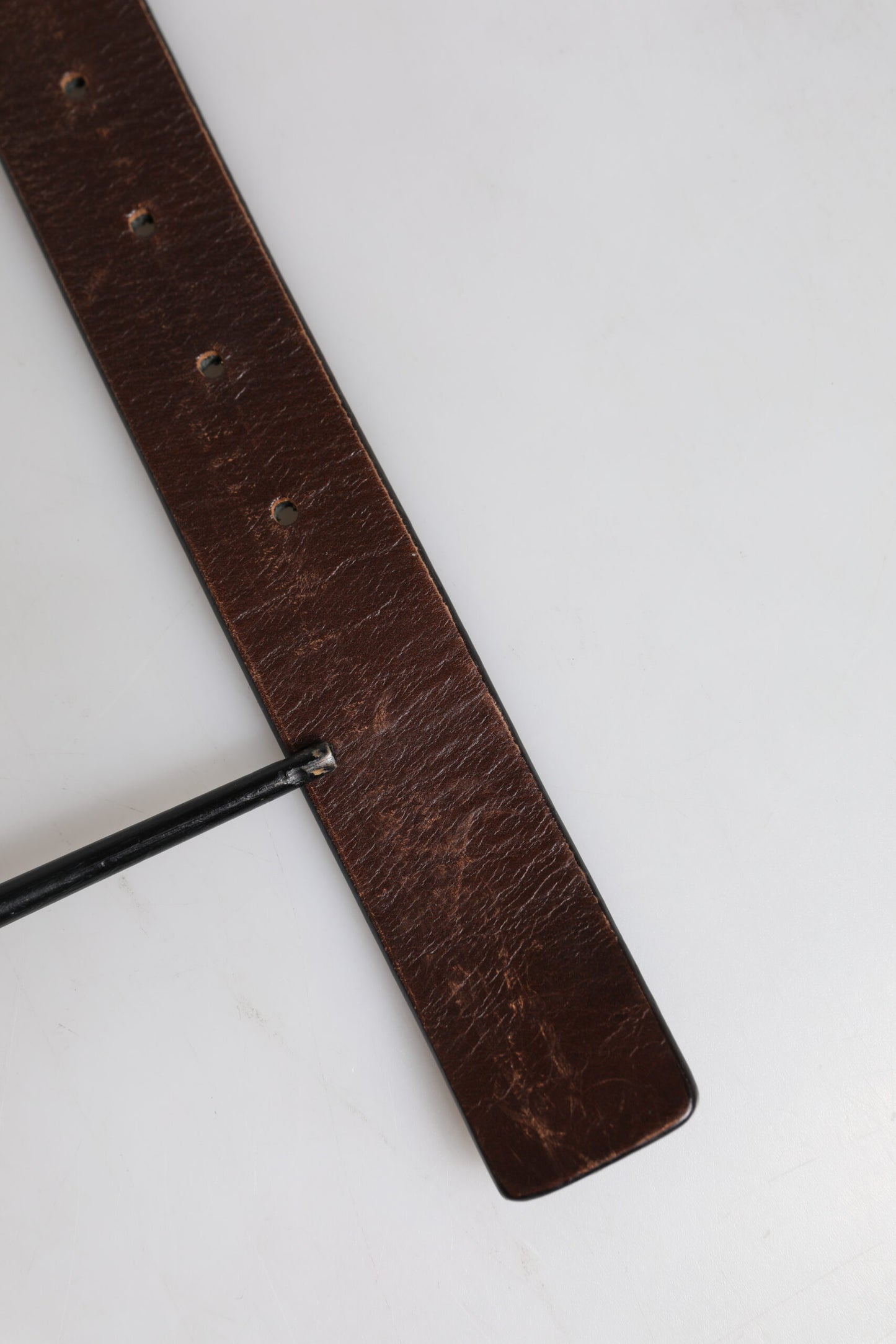 Brown Solid Leather Classic Waist Buckle Belt