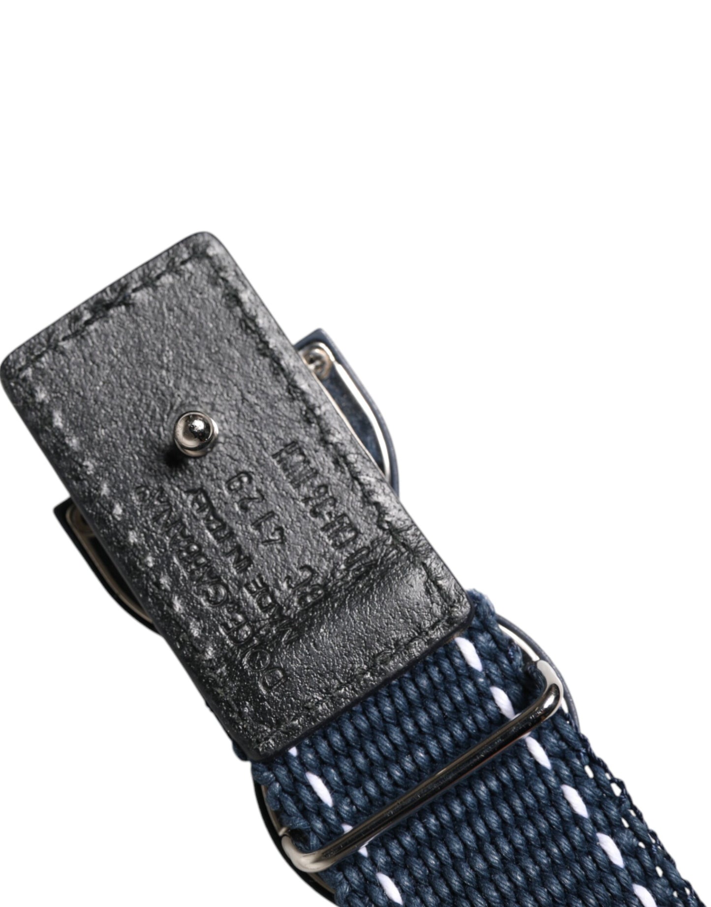 Blue White Cotton DG Logo Metal Buckle Belt