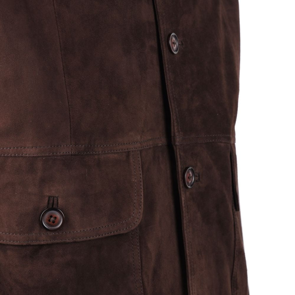 Emilio Romanelli Brown Calfskin Jackets & Coat