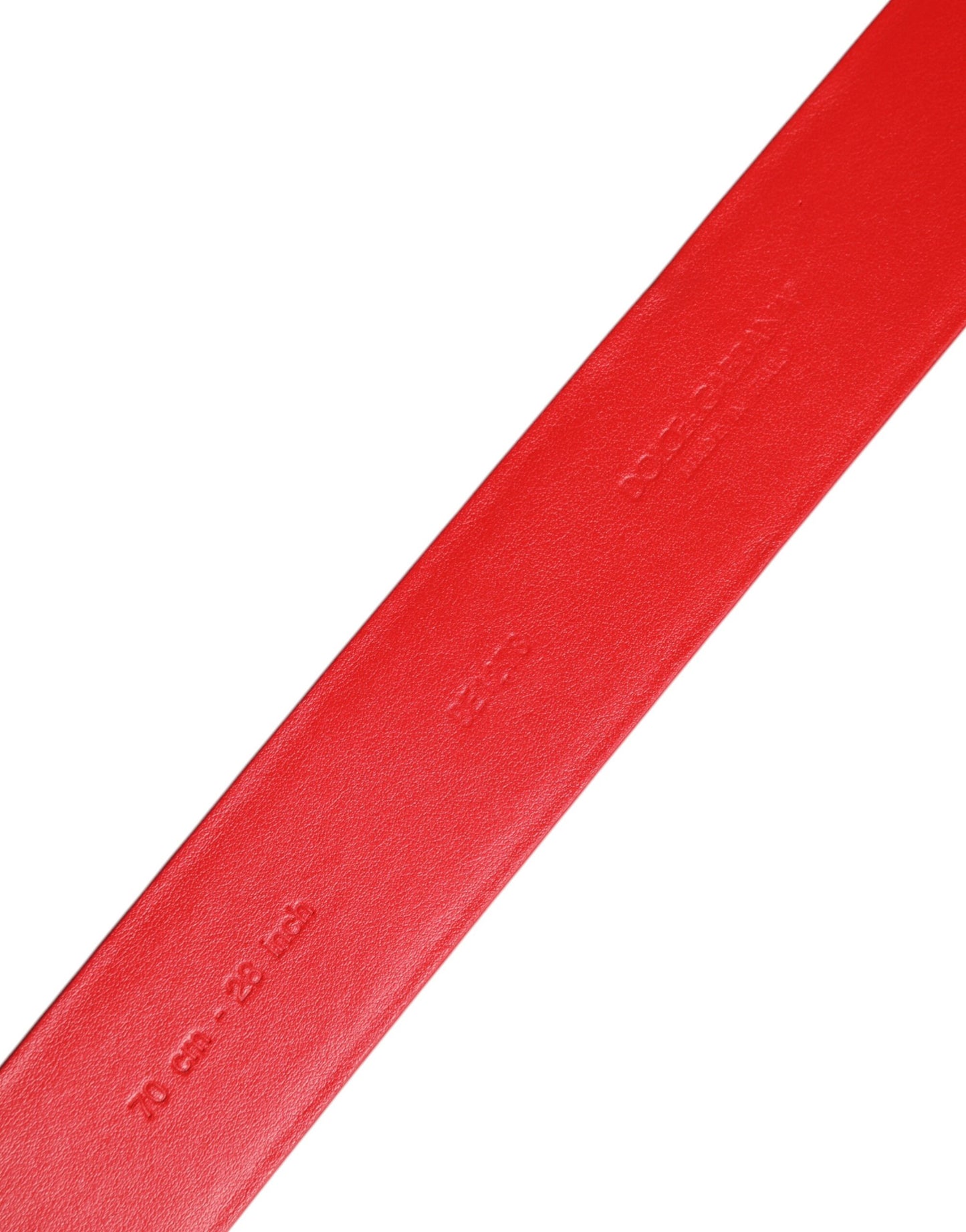 Red Calf Leather Embellished Metal Buckle Belt