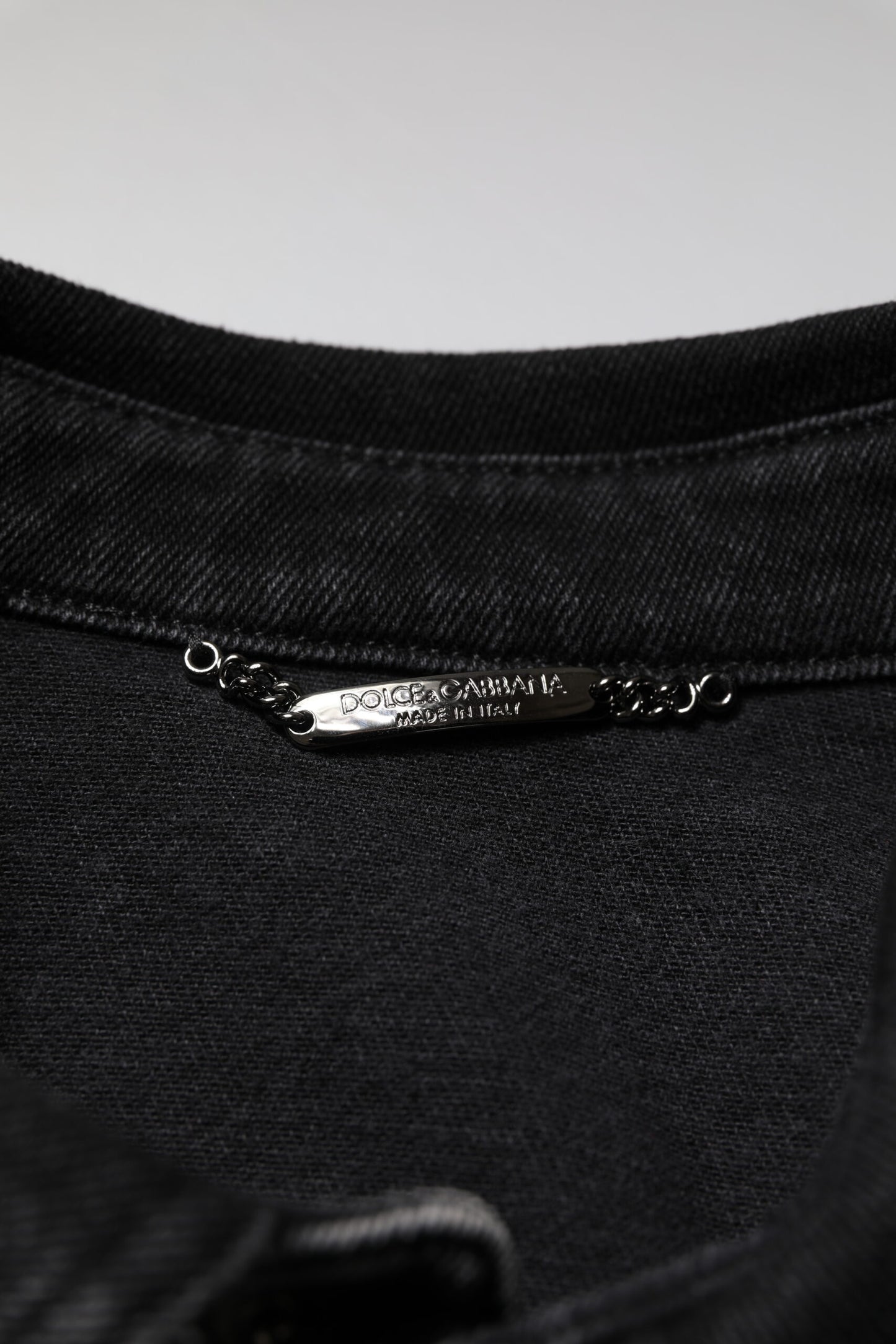 Dolce & Gabbana Black Logo Cotton Stretch Denim Jacket