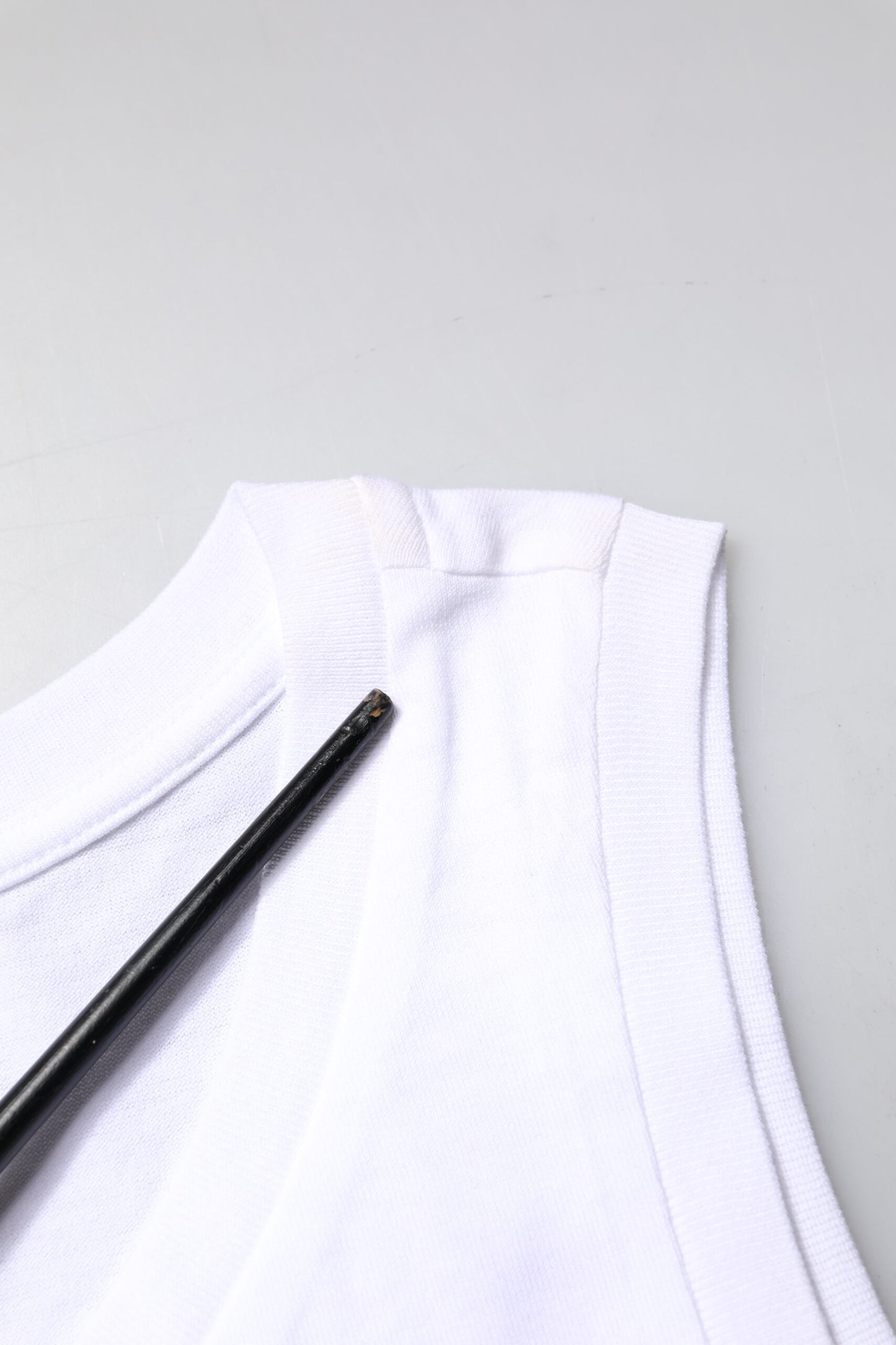 White Cotton Sleeveless Crew Neck T-shirt