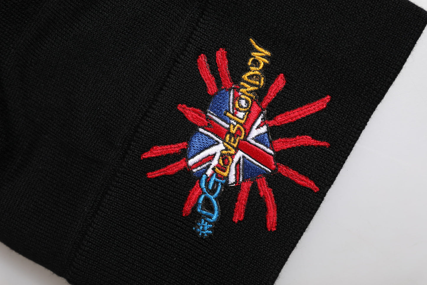 Black #DGLOVESLONDON Knitted Beanie Hat