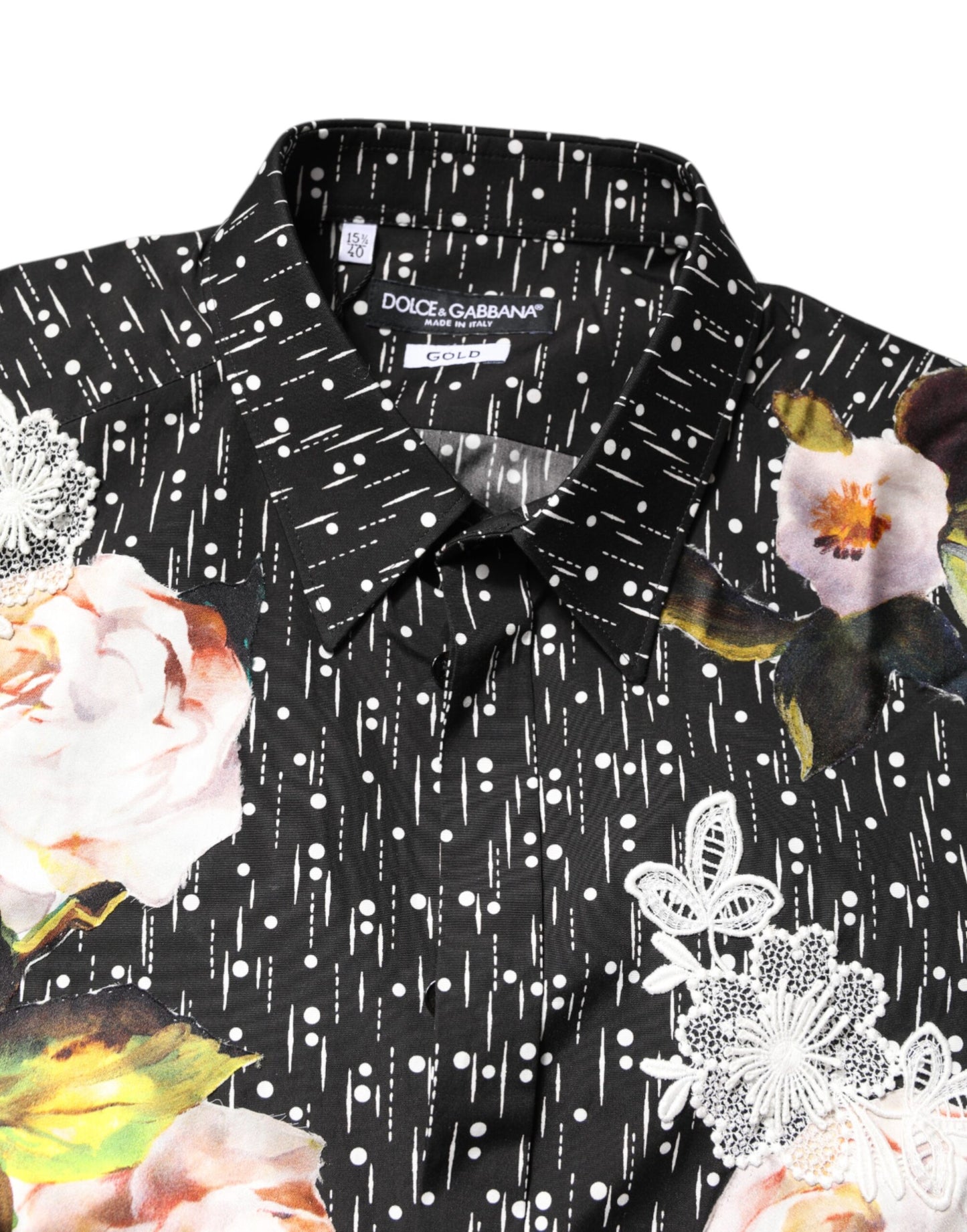 Black GOLD Floral Embroidery Formal Shirt