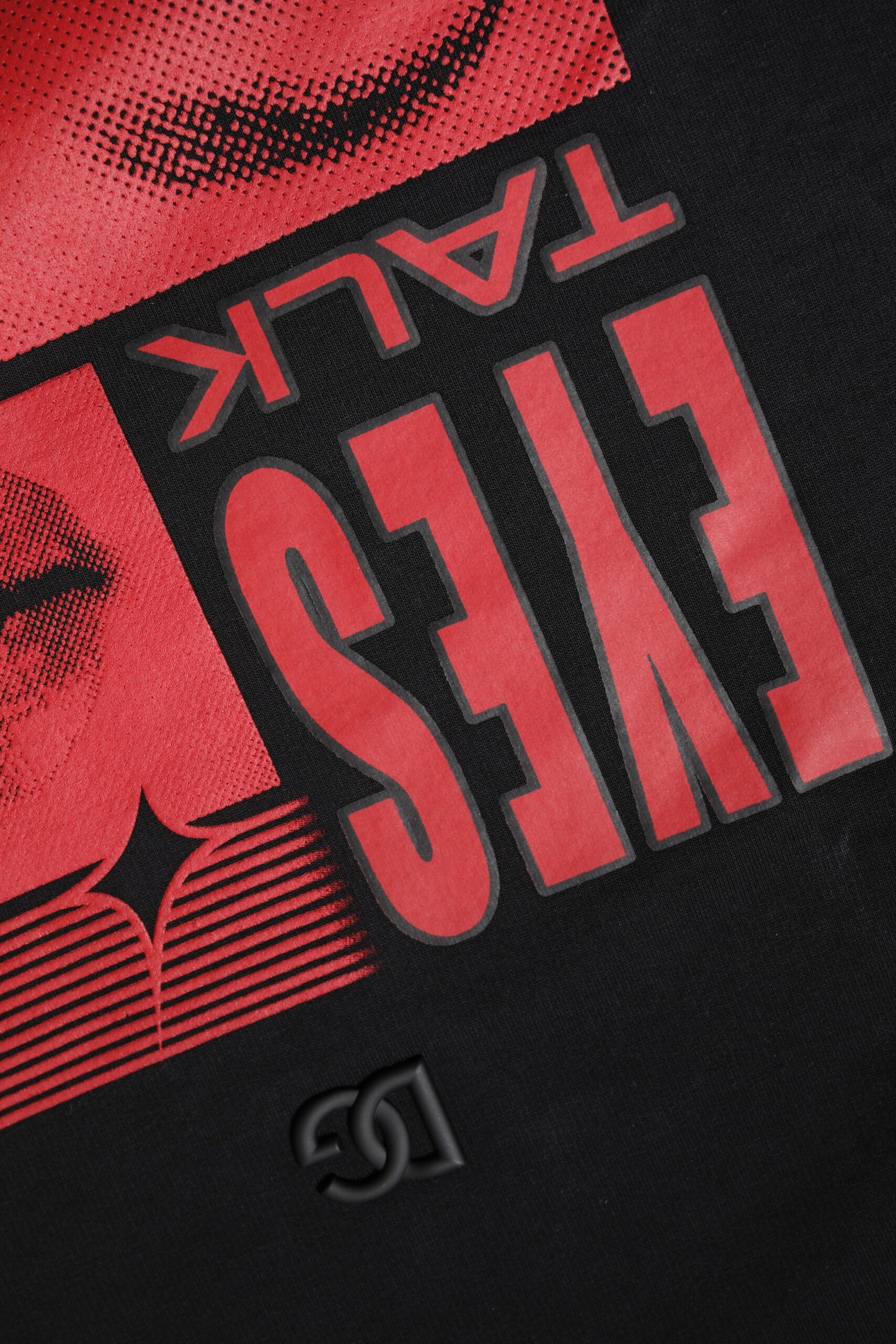 Black Cotton Graphic Print Pullover Sweater