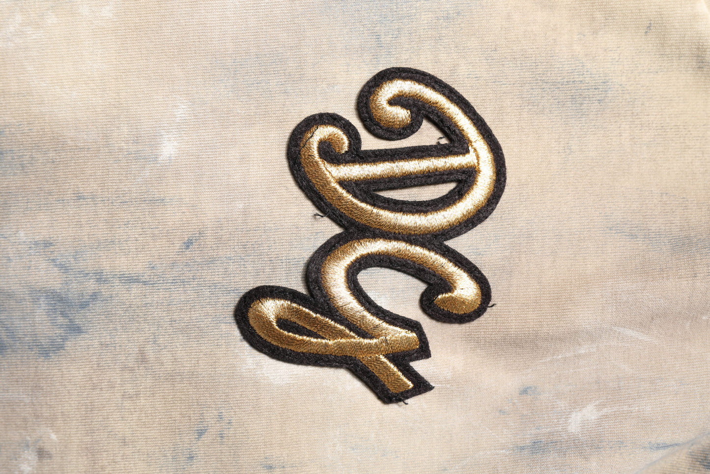 Beige Tie Dye DG Embroidery Cropped T-shirt