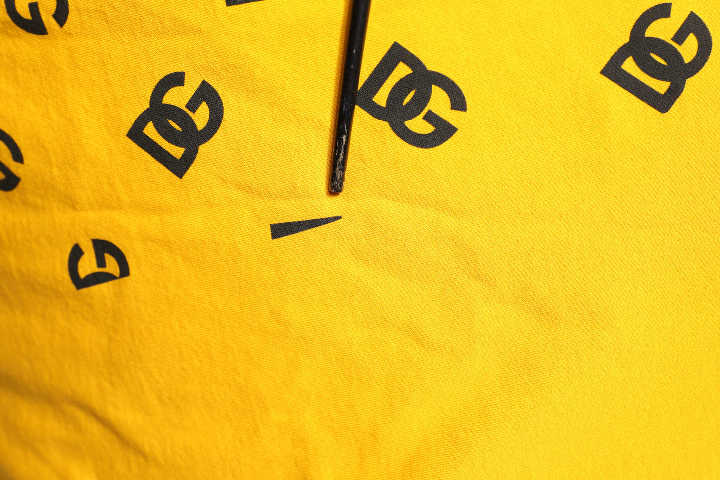 Yellow Cotton DG Logo Print Cropped T-shirt