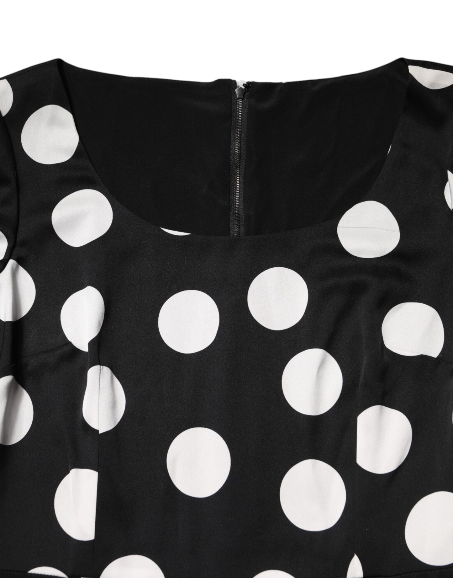 Dolce & Gabbana Black White Polka Dot Sheath Midi Dress