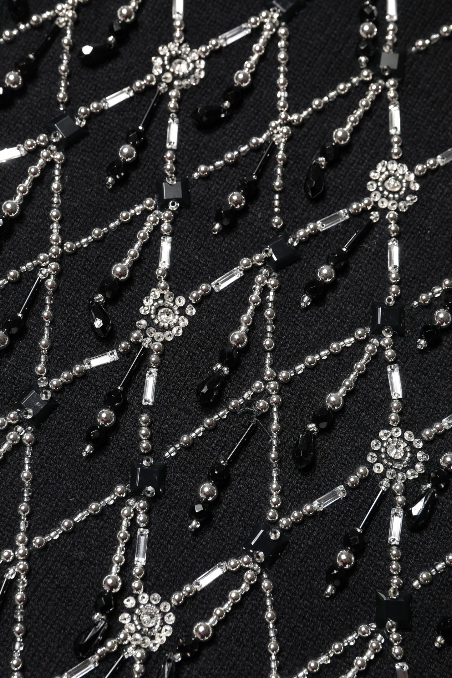 Black Cashmere Embellished Long Sleeves Top