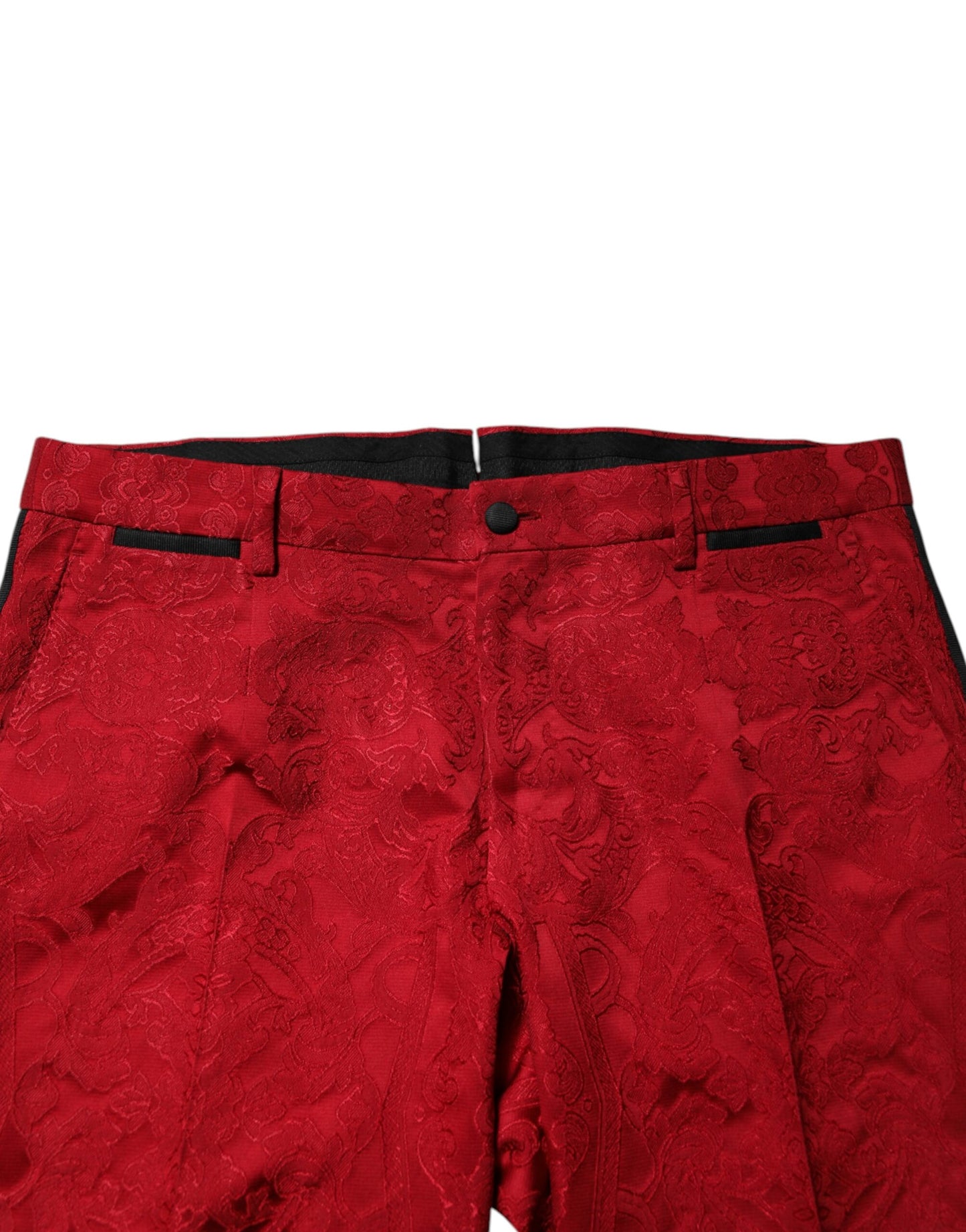 Red Floral Jacquard Double Breasted 2 Pc Suit