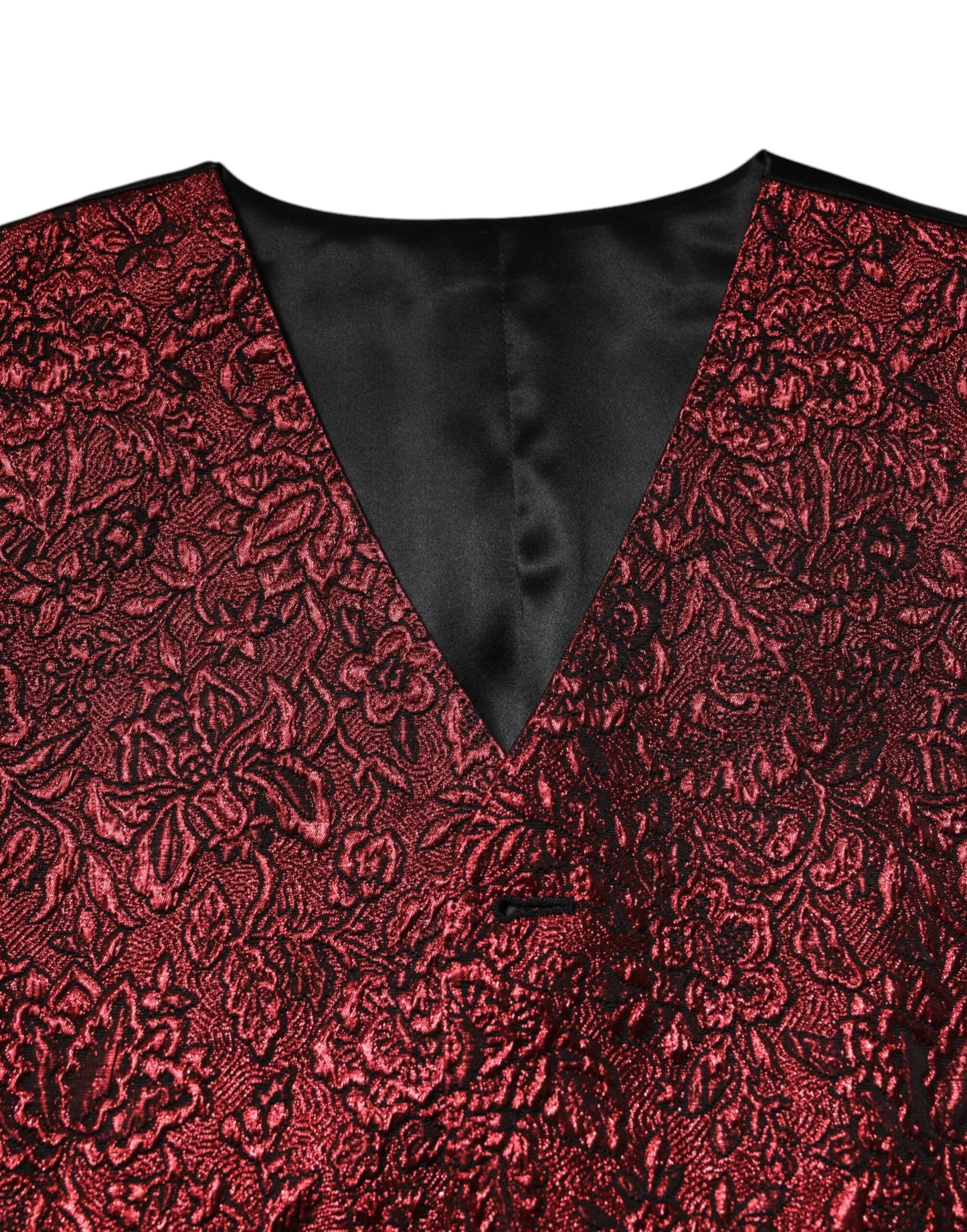 Red Floral Brocade Formal Men Waistcoat Vest