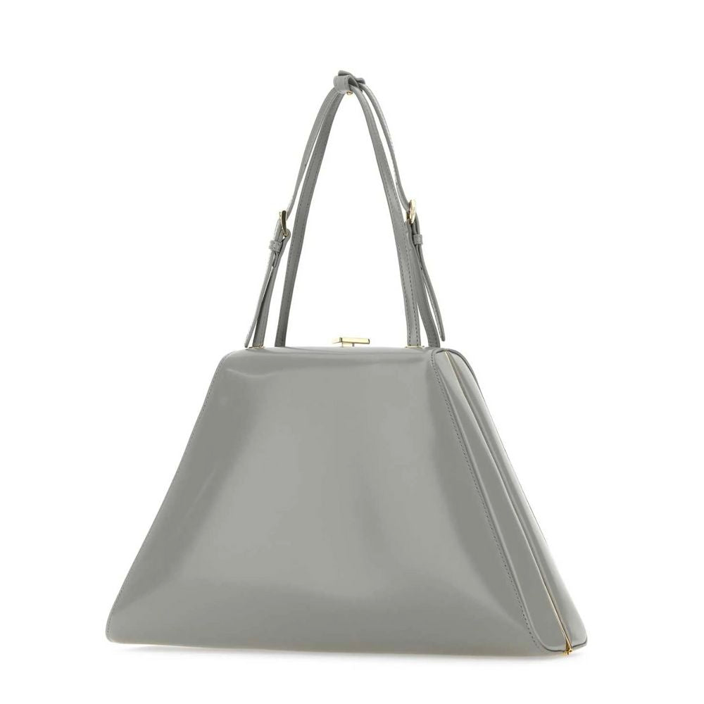 Gray Leather Handbag