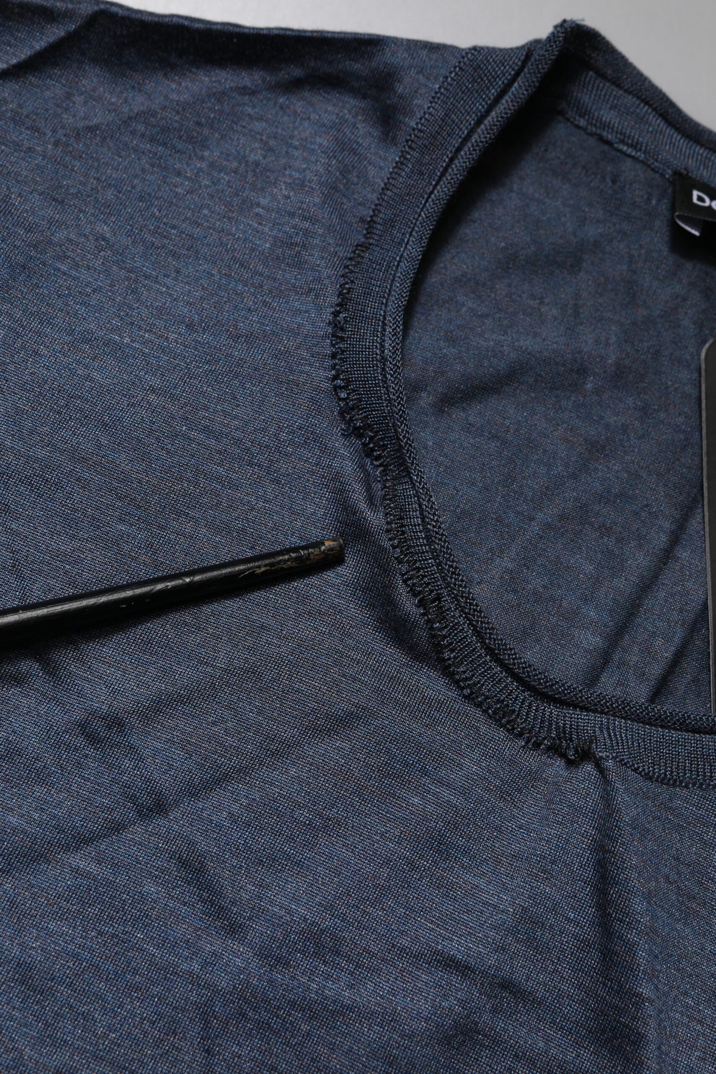 Dark Blue Silk Crew Neck Sweatshirt Sweater