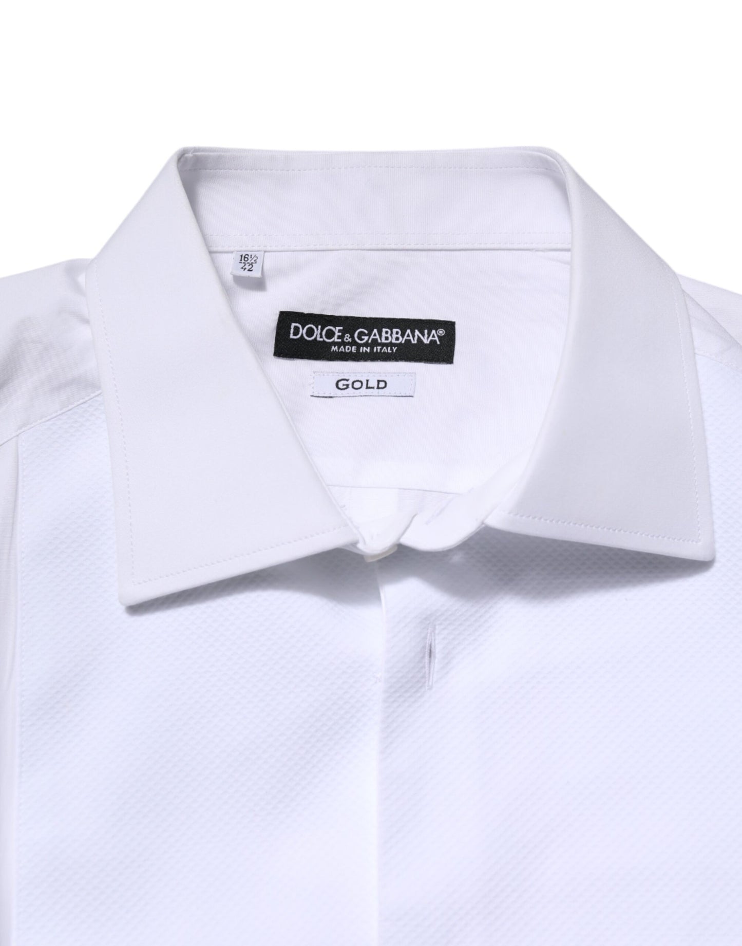 Dolce & Gabbana White Silk Bib Poplin GOLD Men Formal Shirt