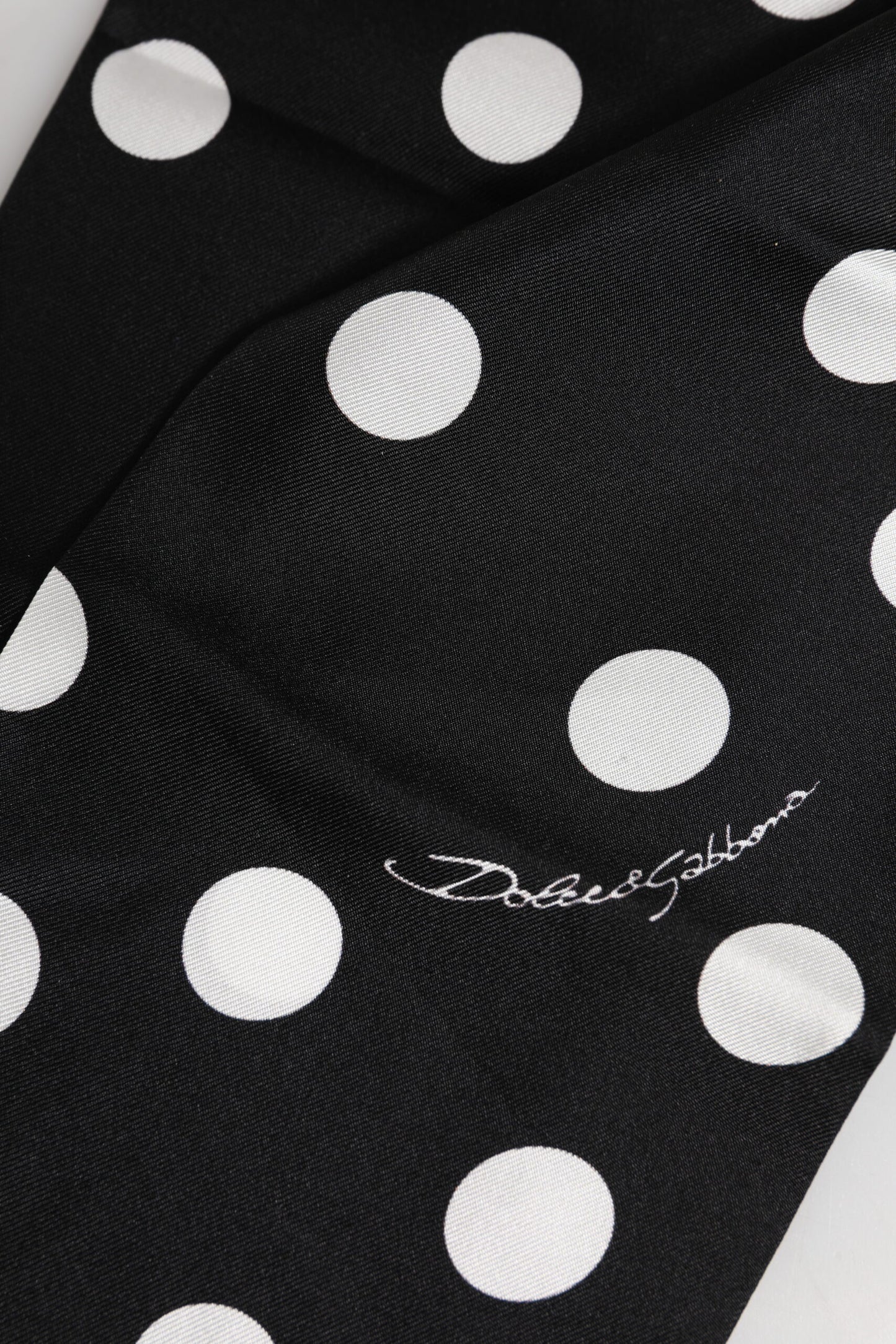 Black White Polka Dot Silk Men Foulard Scarf