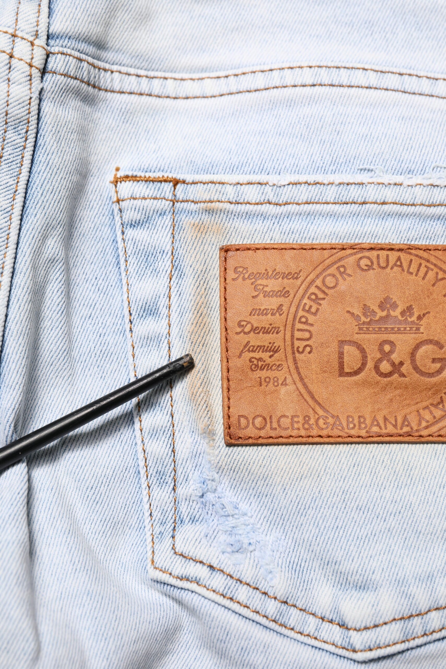 Dolce & Gabbana Light Blue Tattered Skinny Denim Jeans