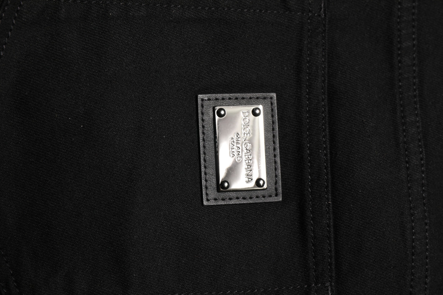 Black Cotton Logo Plaque Denim Jeans