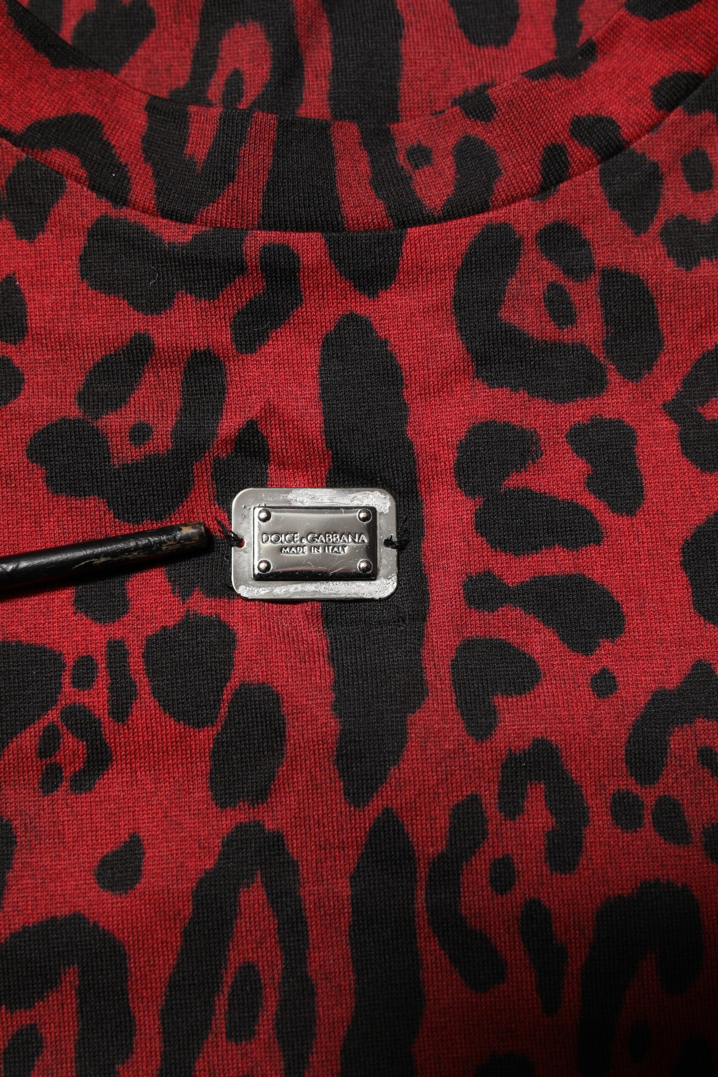 Red Cotton Leopard Short Sleeves T-shirt