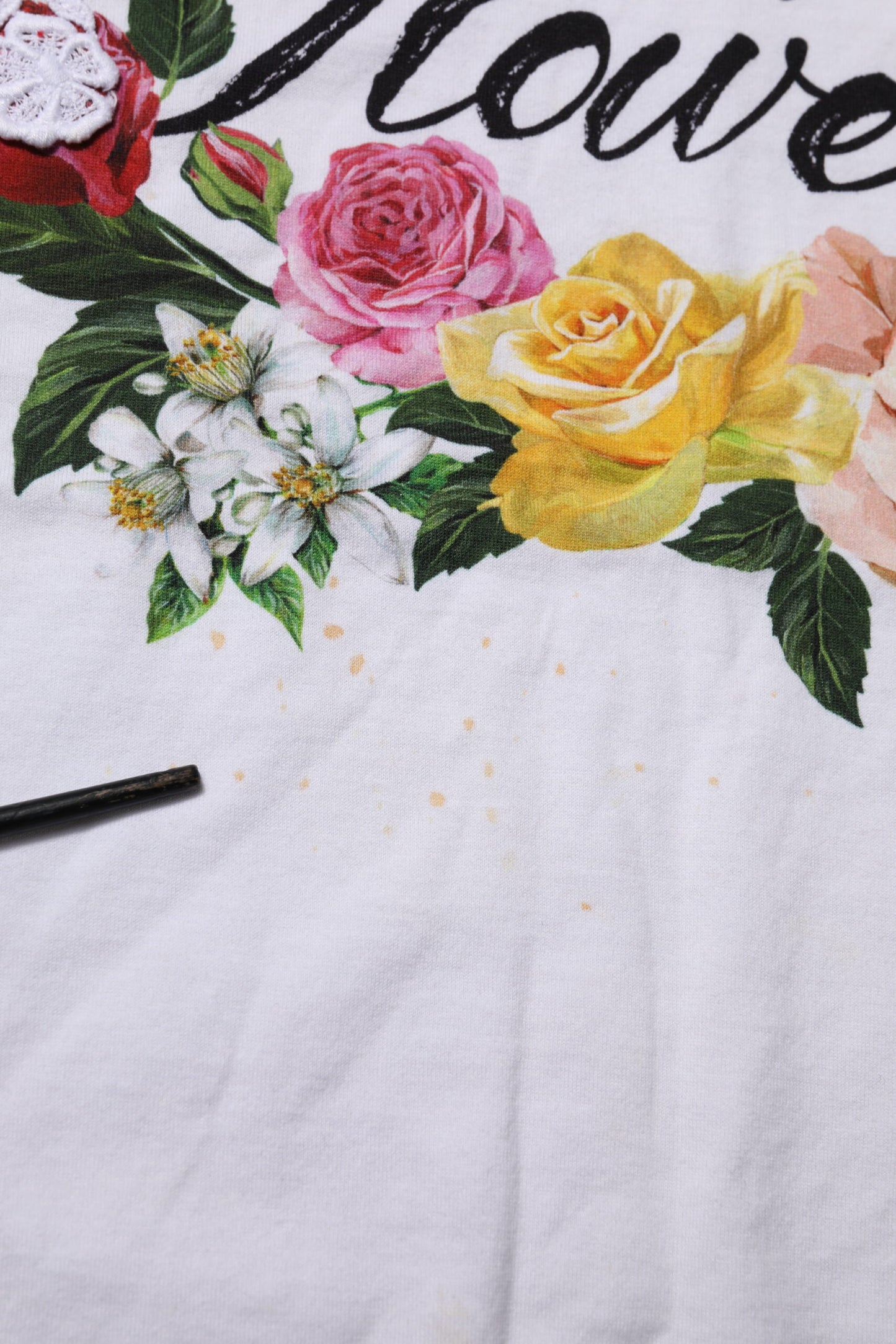 White Printed Cotton Short Sleeves T-shirt