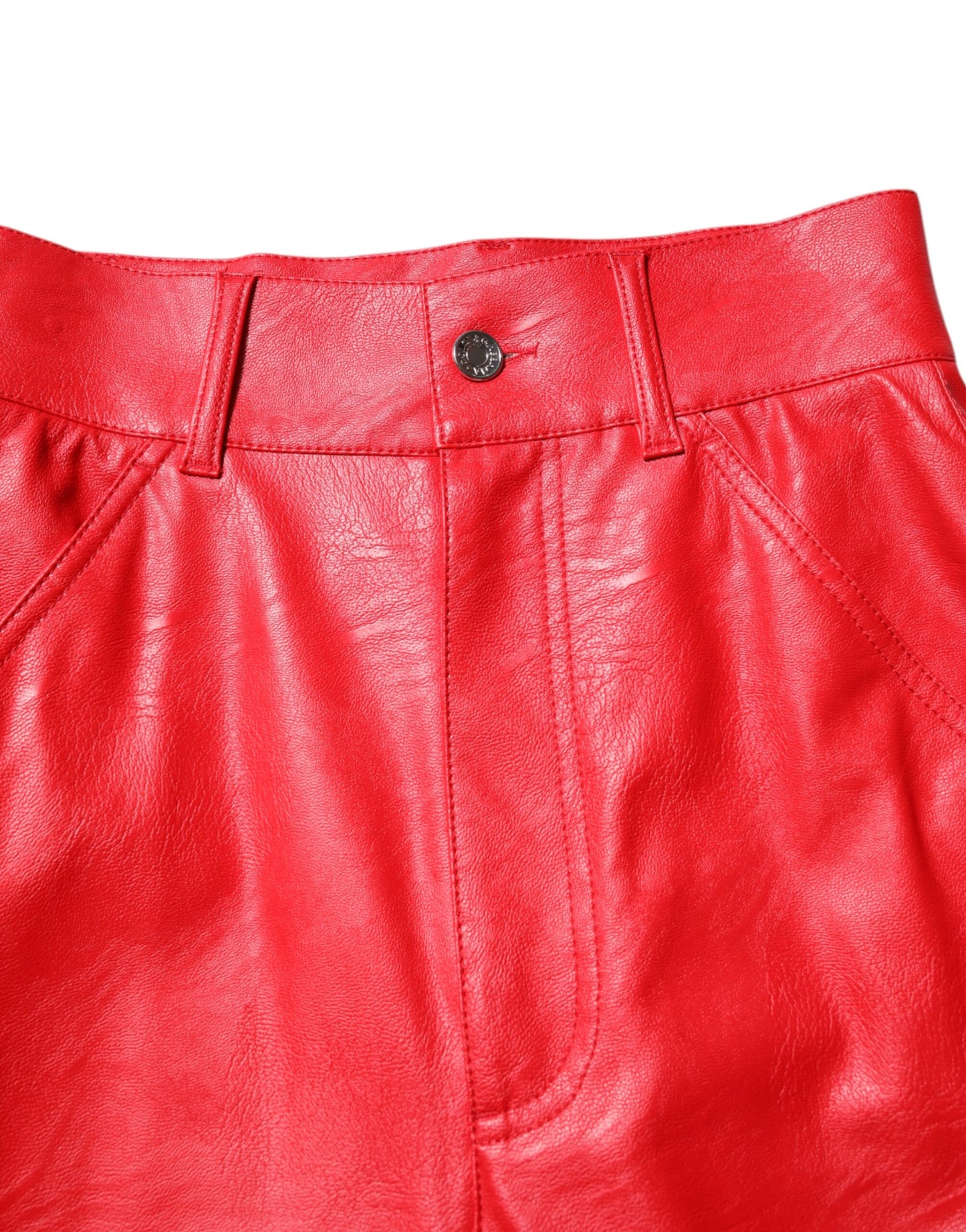 Dolce & Gabbana Red Viscose High Waist Tapered Trouser Pants
