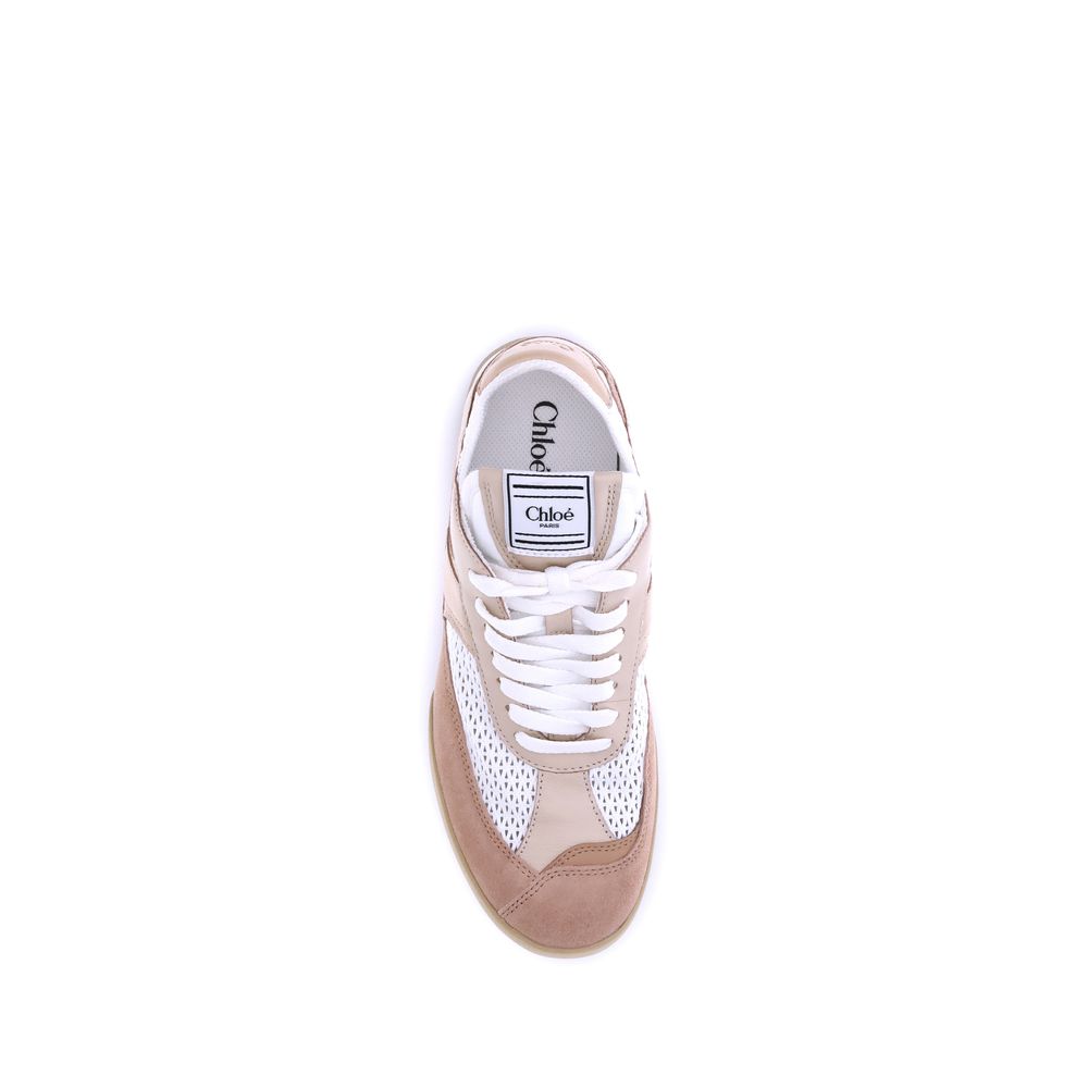 Chloé Beige Calf Leather Bos Taurus Low Top Sneakers