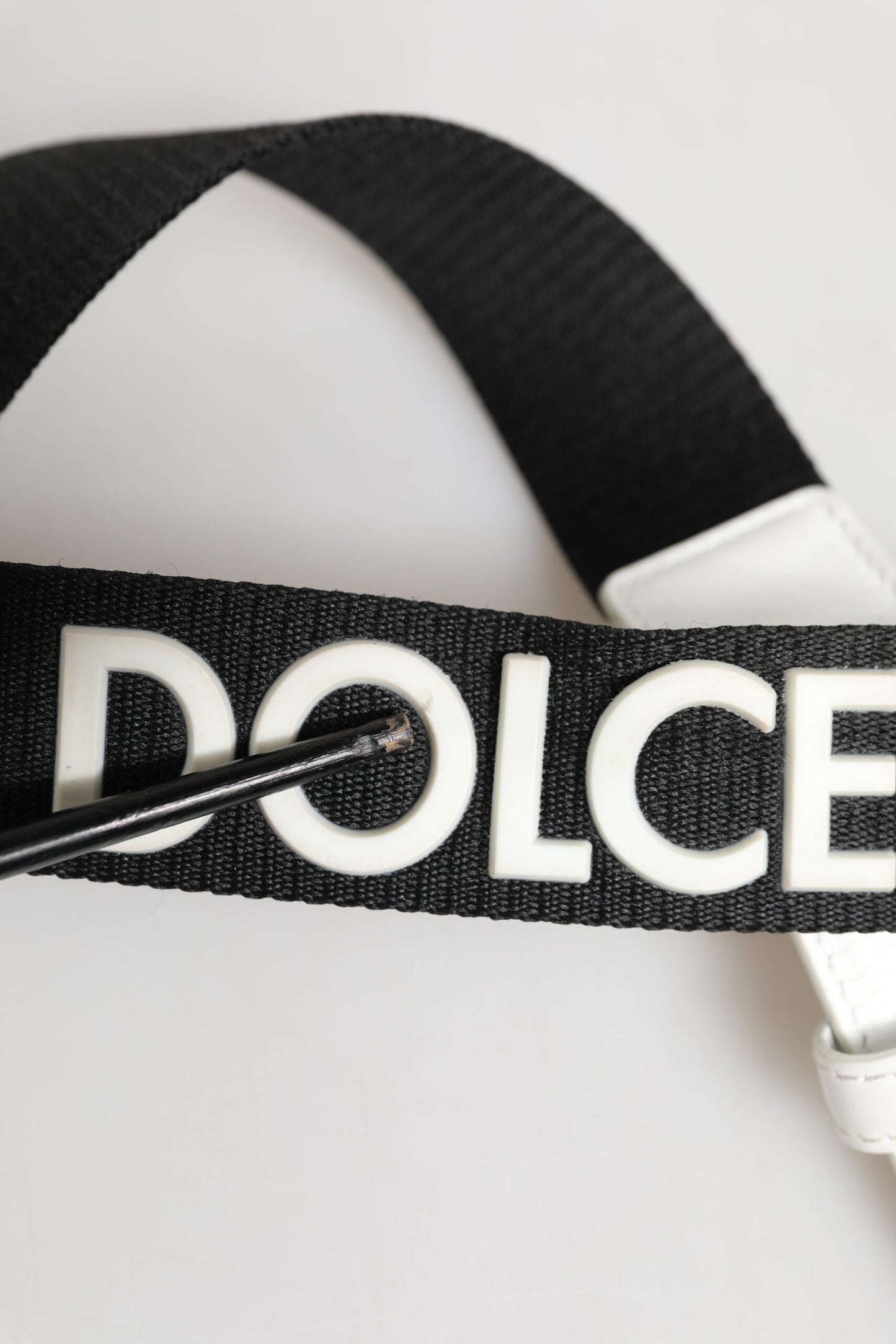 Black White Metal DG Logo Buckle Belt