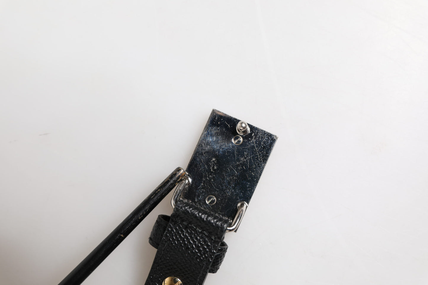 Black Leather Square Metal Buckle Cintura Belt