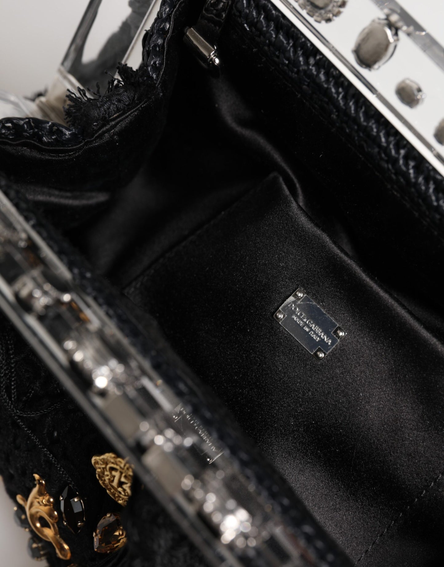 Black Tassel Gold Baroque Crystal Evening Clutch Bag