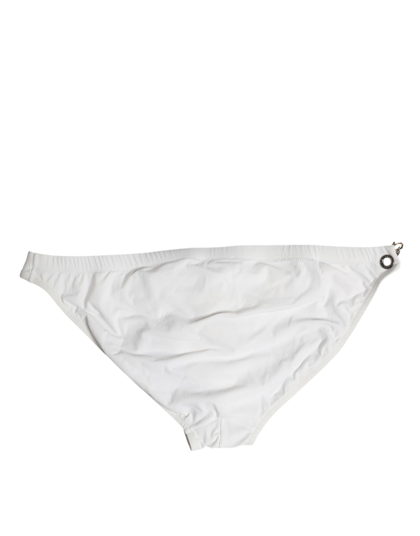 White Logo Metal Embellishment Brief Swimwear