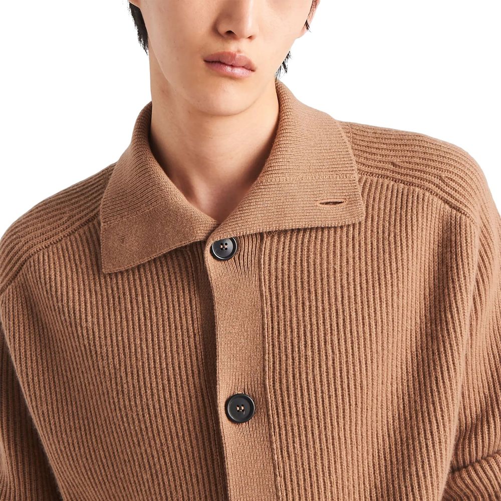 Ribbed Knit Cashmere Cardigan